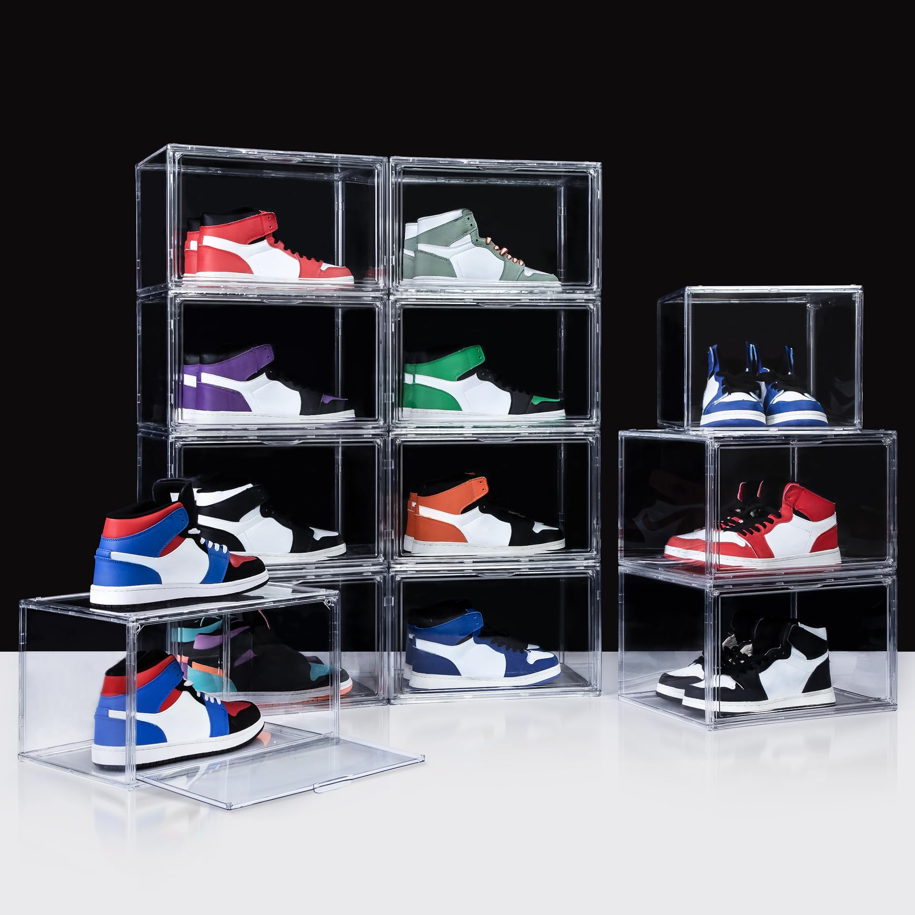 12 Pack Acrylic Shoe Boxes Side Open (12 Count)