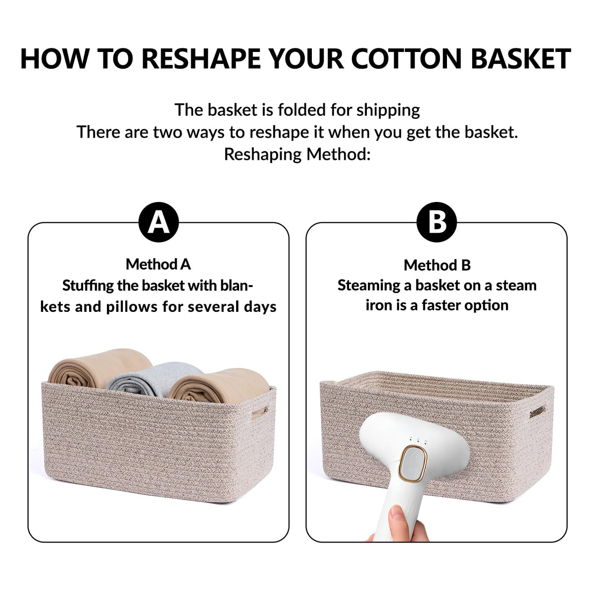 Large Storage Baskets for Shelves (3 Count)