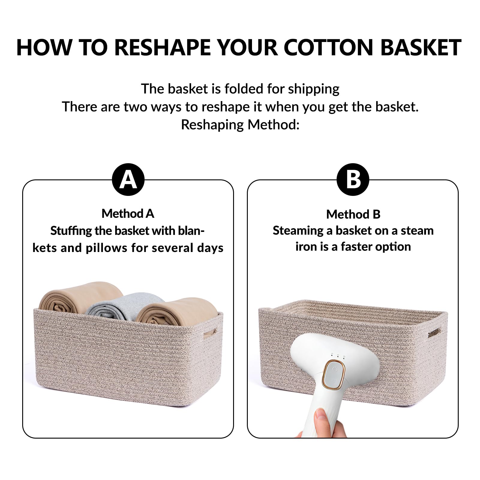 Large Storage Baskets for Shelves (3 Count)