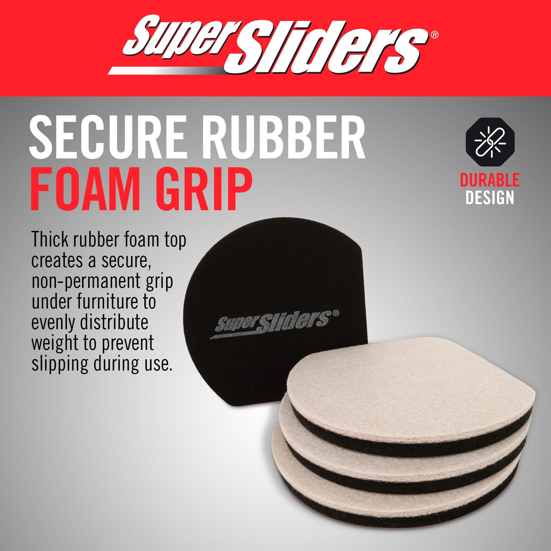 5" Slide & Hide Reusable Furniture Sliders for Hard Surfaces (4 Count)