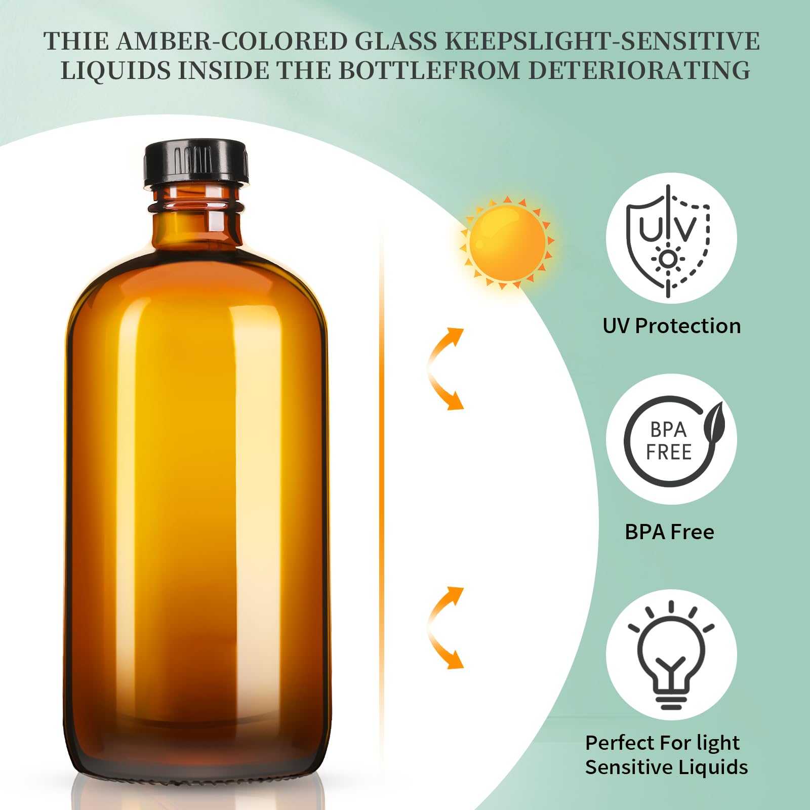 16oz Amber Glass Spray Bottles (4 Count)