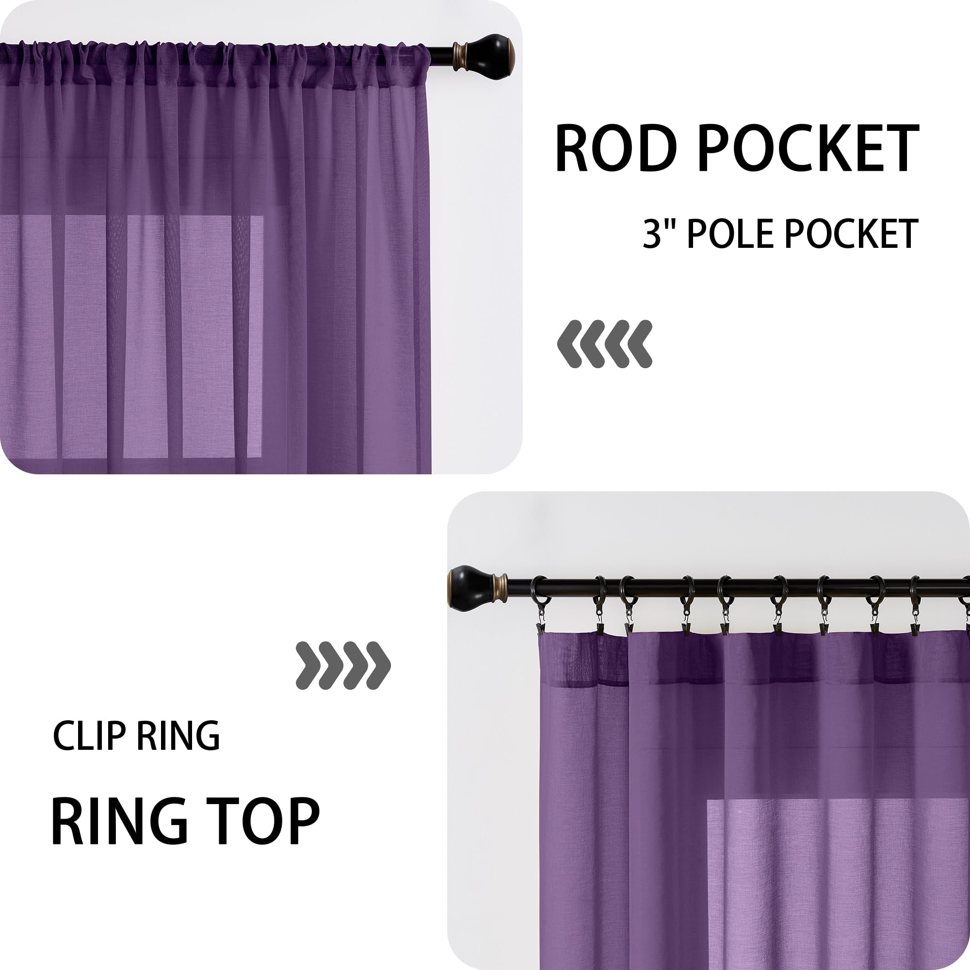 Sheer Door Curtains Closet Linen Textured Curtain Sheers Doorway Light Filtering Voile Patio Glass Door Rod Pocket Curtains French Doors