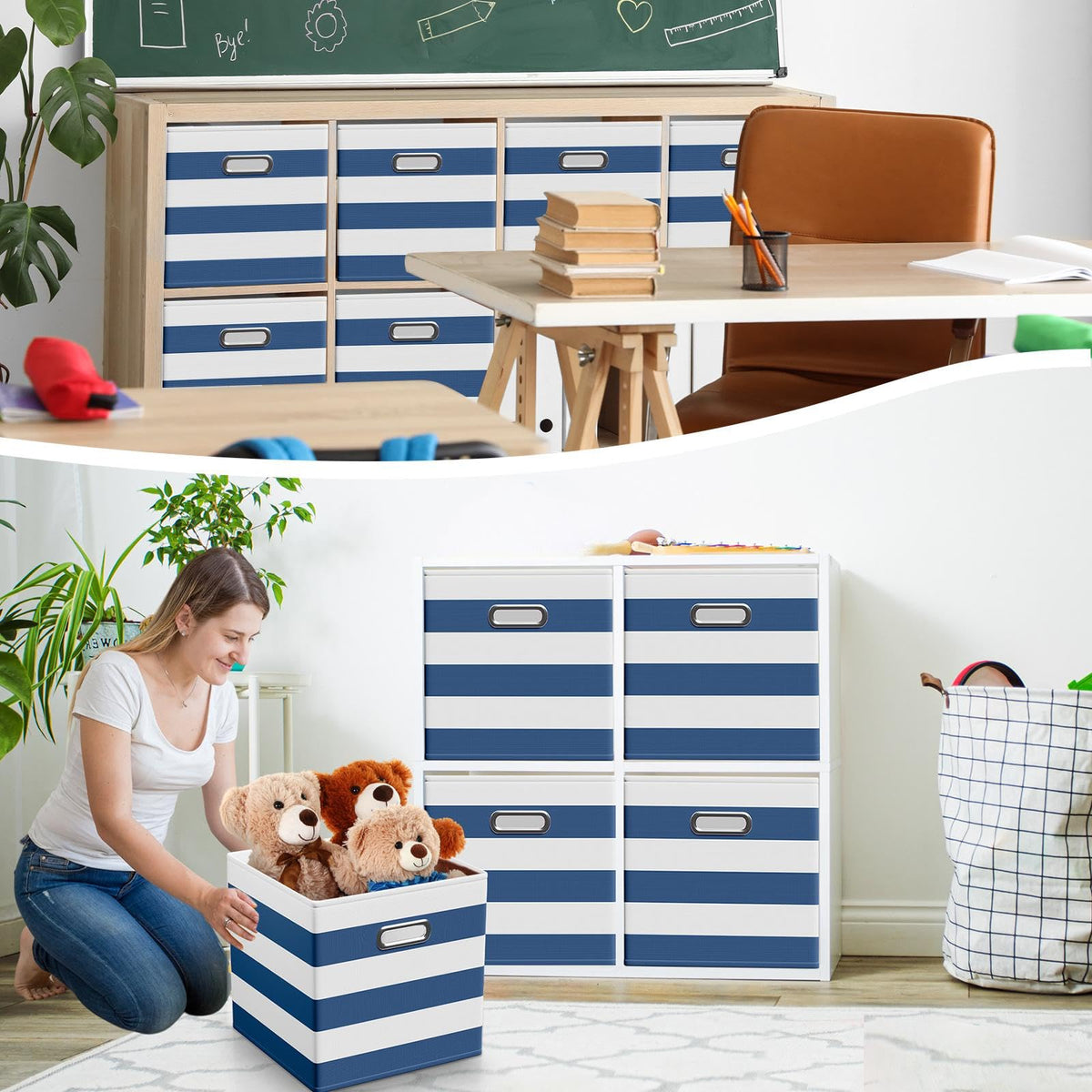 11 Inch 6 Pack Fabric Storage Cubes with Metal Handles (6 Count)