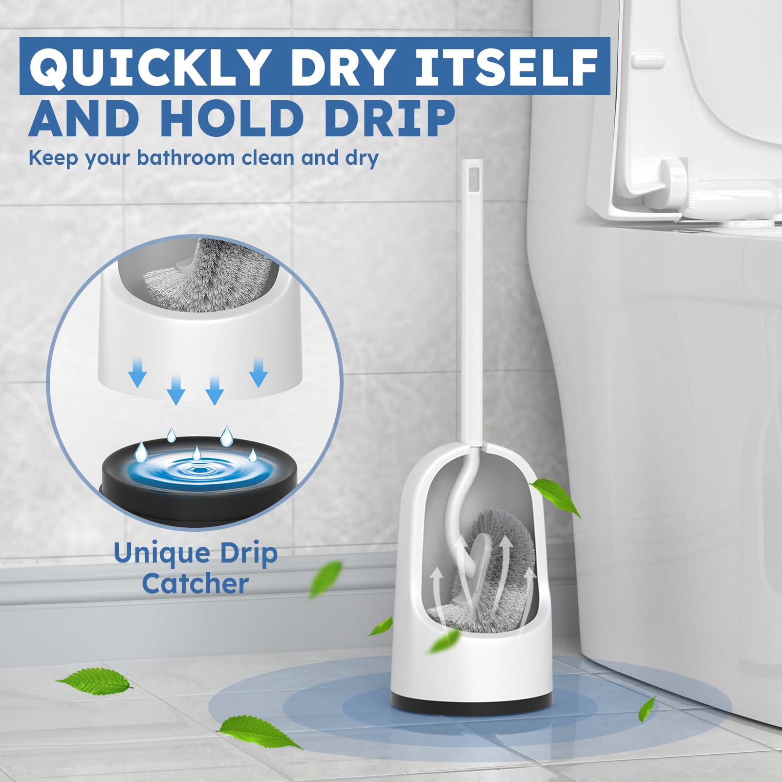 Toilet Brush 2 Pack Toilet Brush and Holder Set with Durable Curved BristlesToilet Scrubber (2 Count)