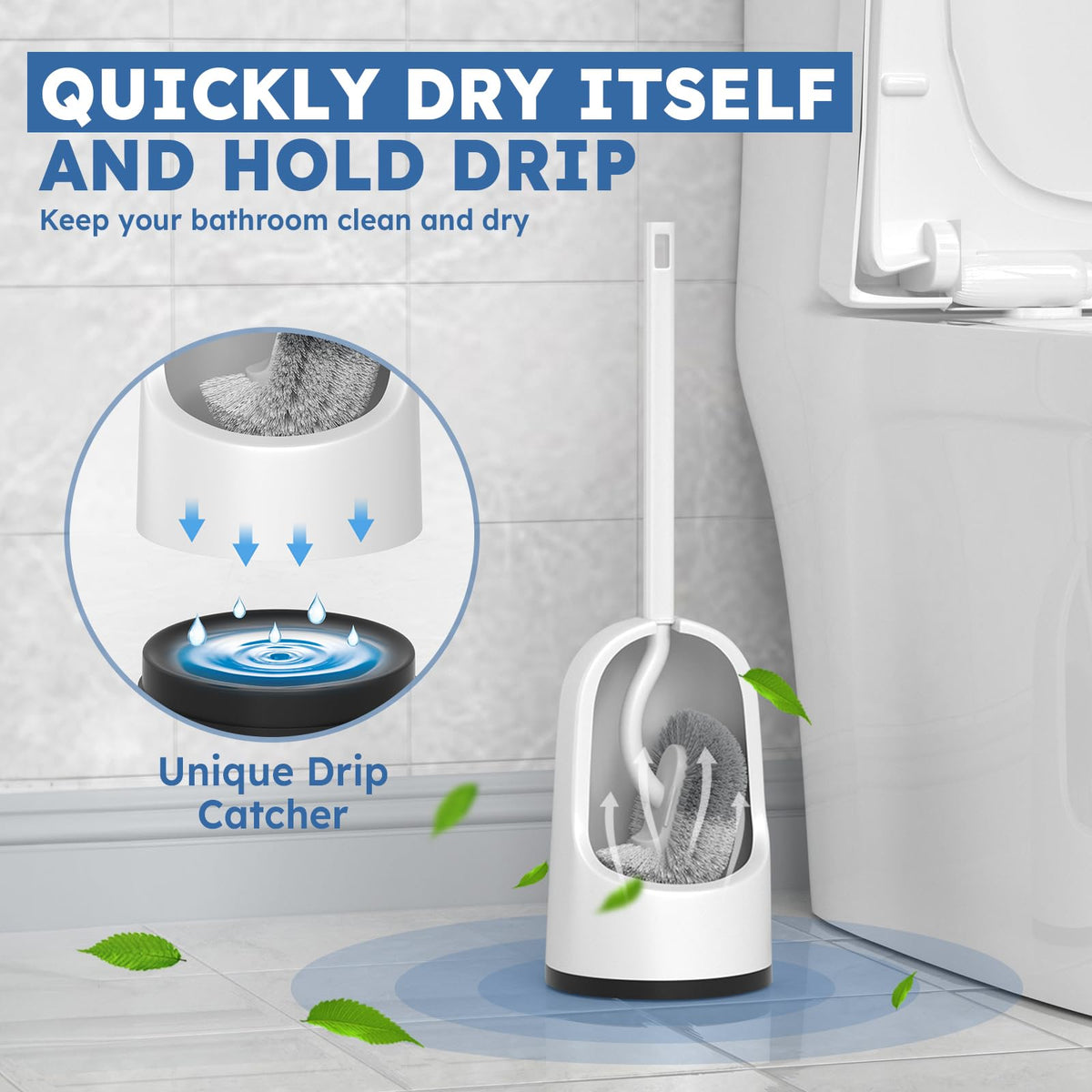 Toilet Brush 2 Pack Toilet Brush and Holder Set with Durable Curved BristlesToilet Scrubber (2 Count)