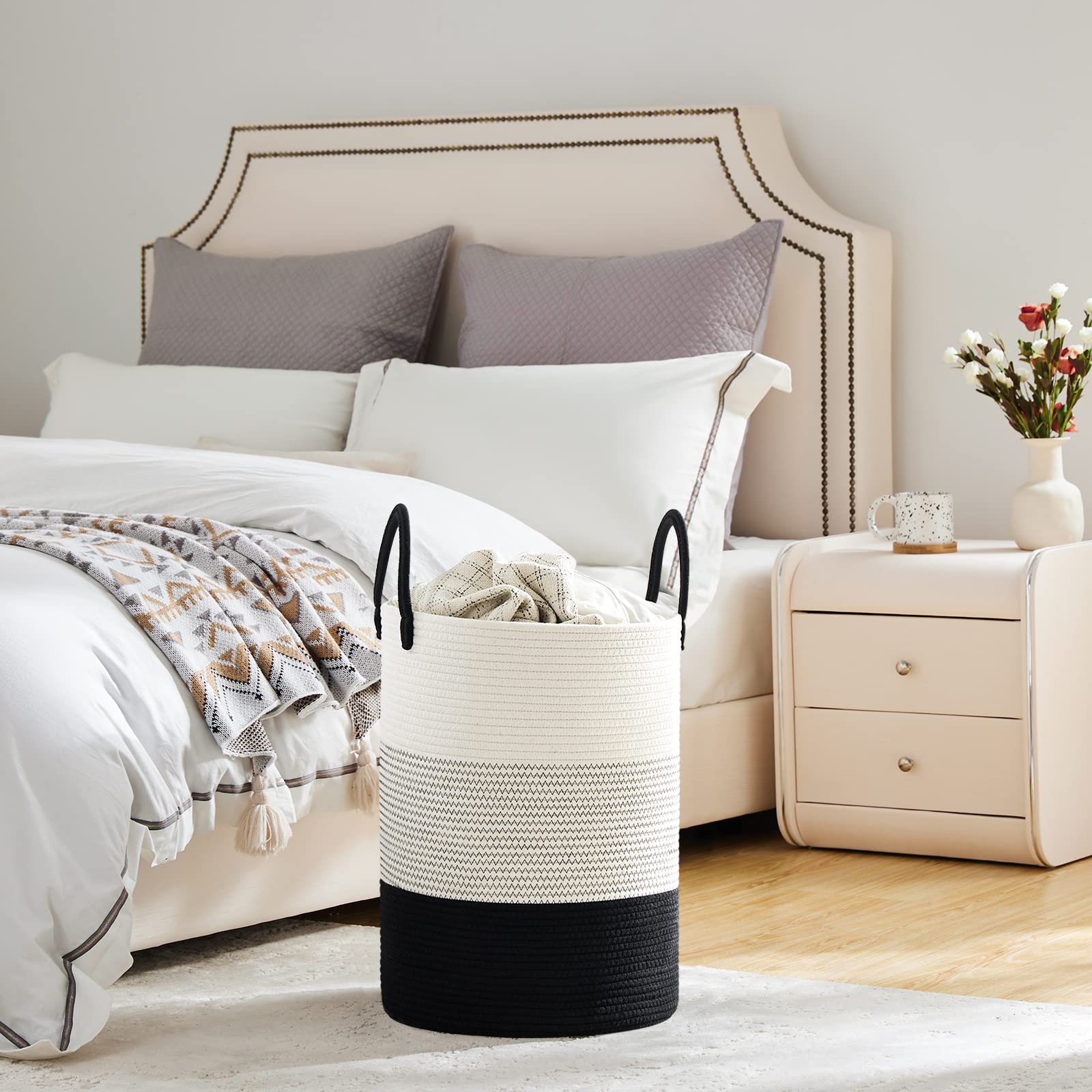 58L Tall Woven Laundry Basket Hamper