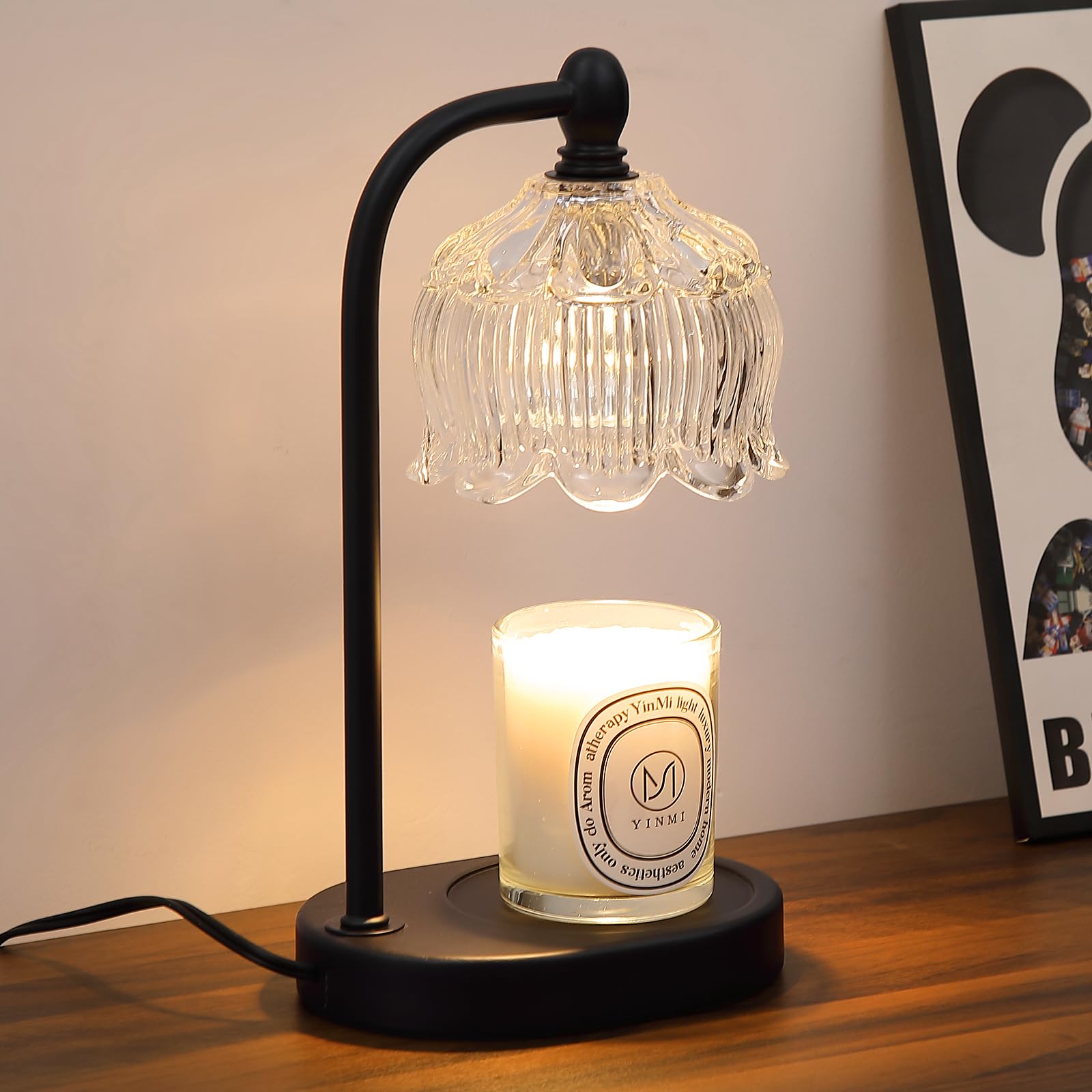 Black Candle Warmer Lamp with Timer and Dimmer