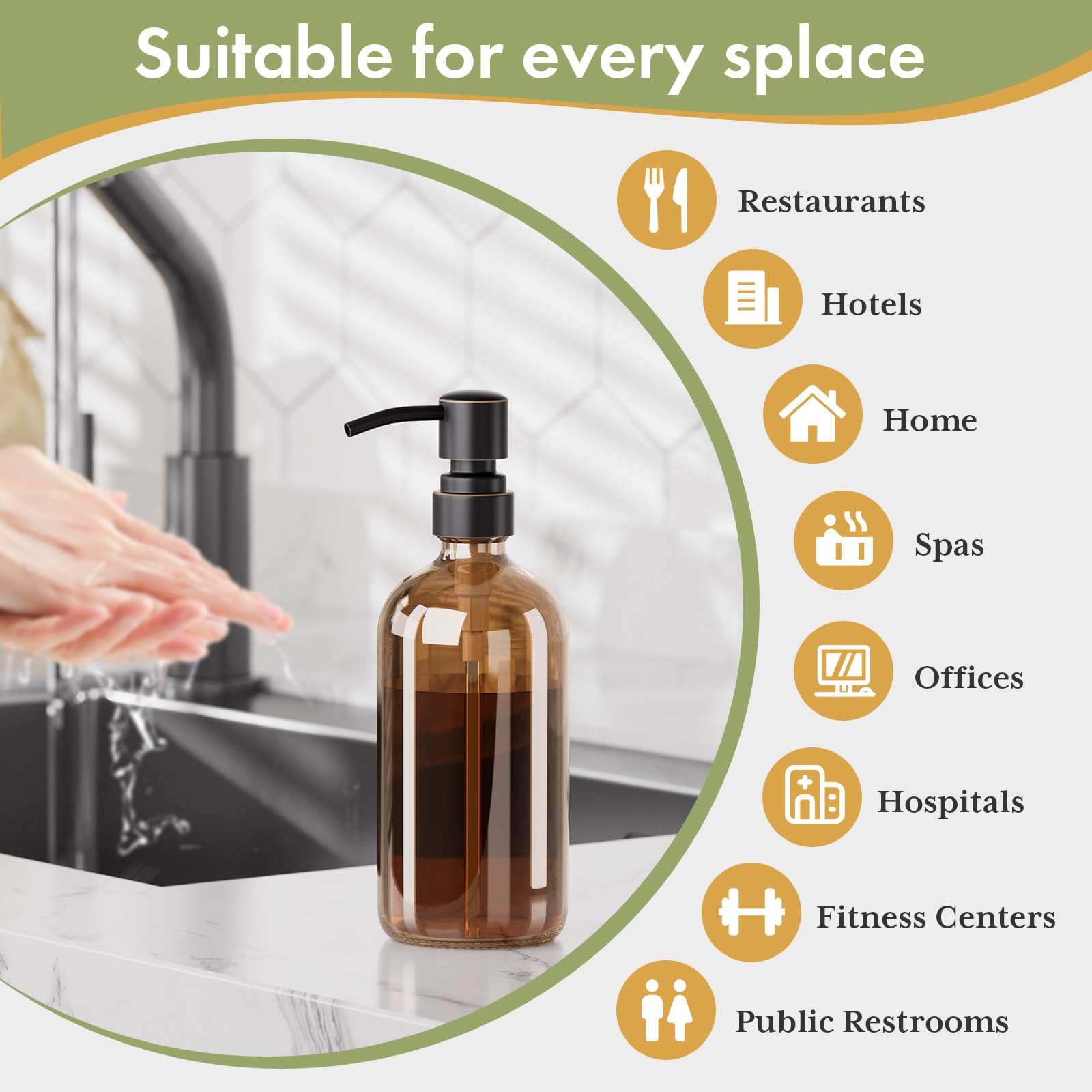 Amber Glass Soap Dispensers (2 Count)