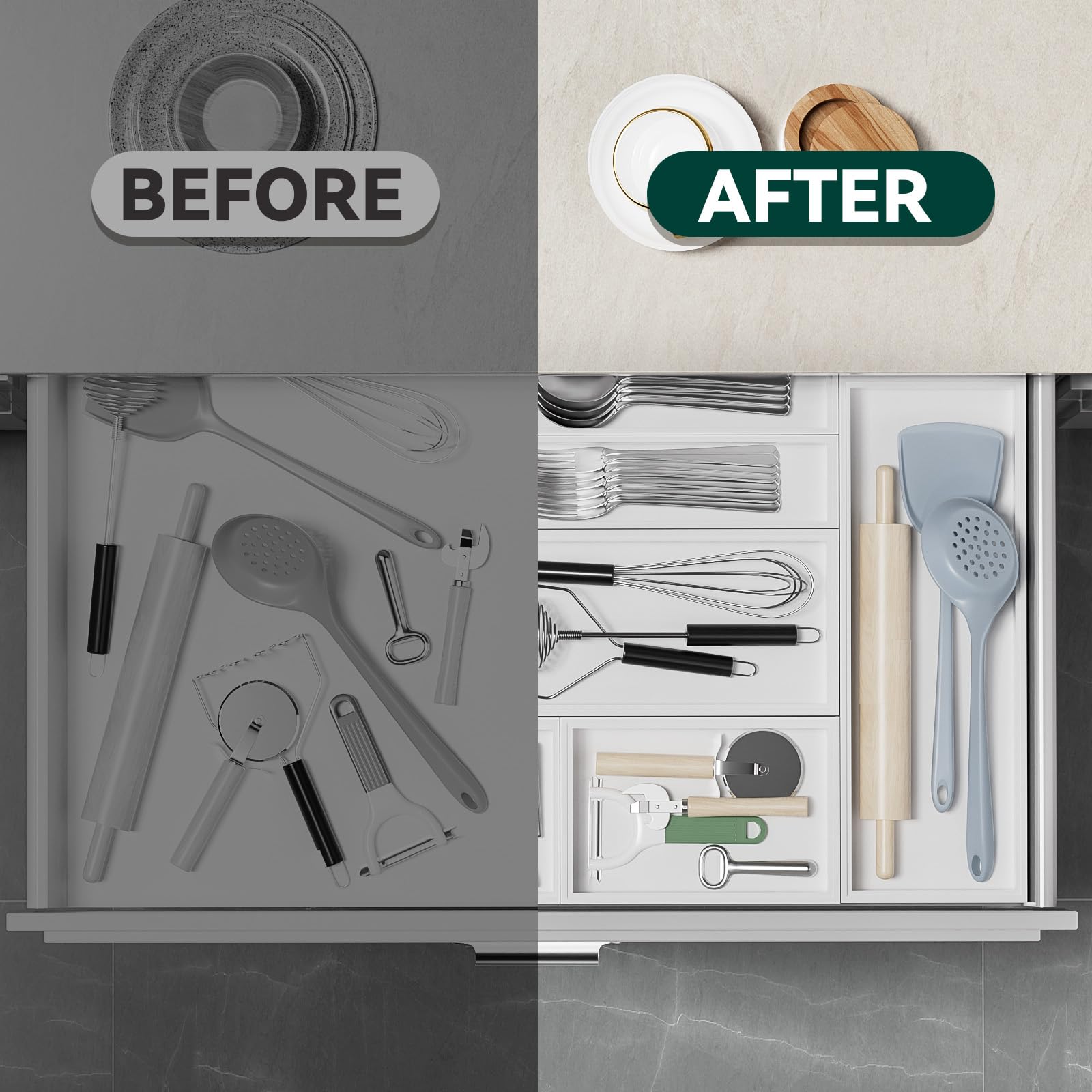 Bamboo Kitchen Drawer Organizer (2 Count)