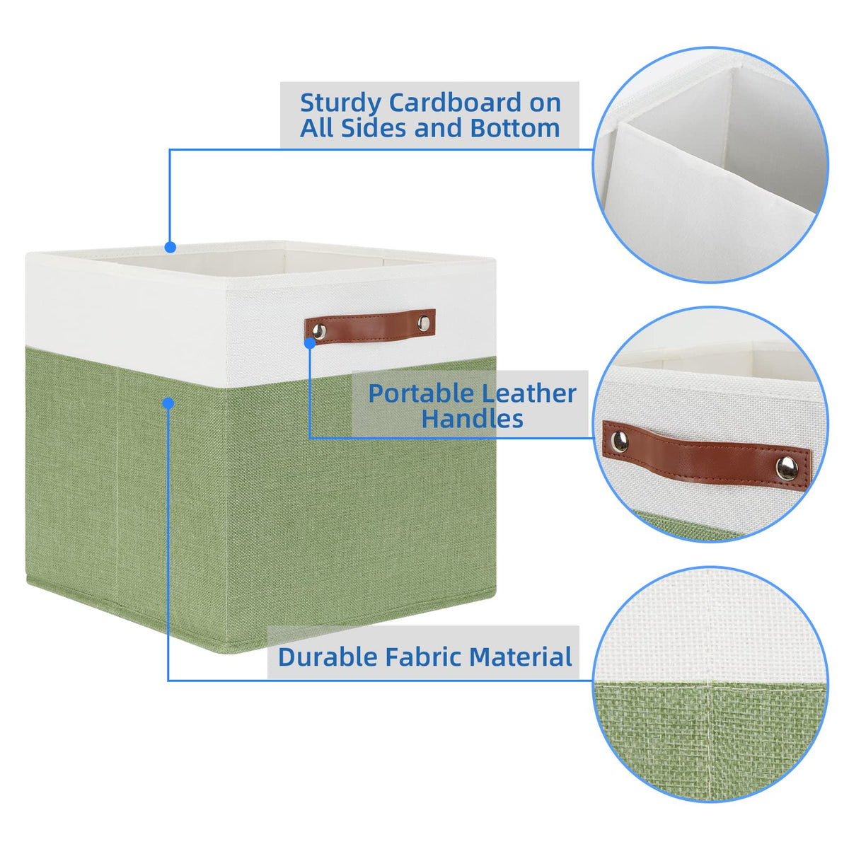13 Inch Cube Storage Bin 4 Pack Fabric Storage Cubes Fabric Storage Bin for Shelf (4 Count)