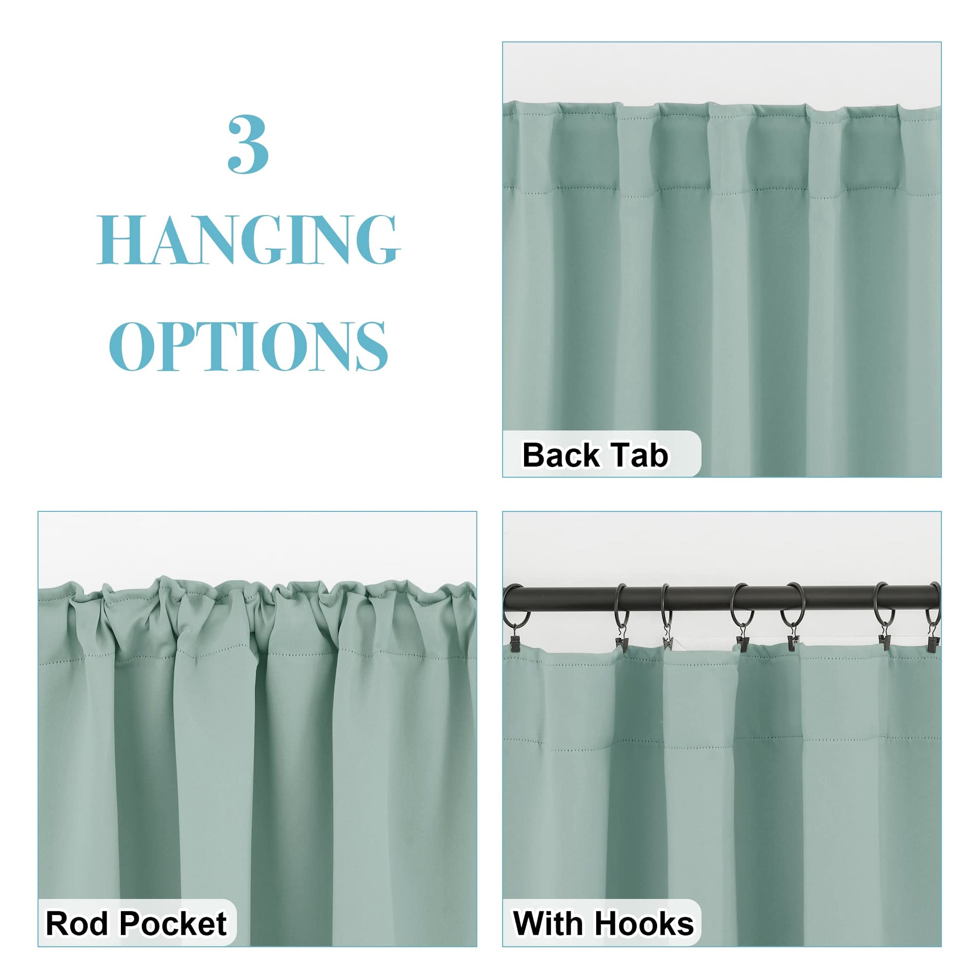 Blackout Curtains 80 inches Long for Bedroom Living Dining Room (2 Count)
