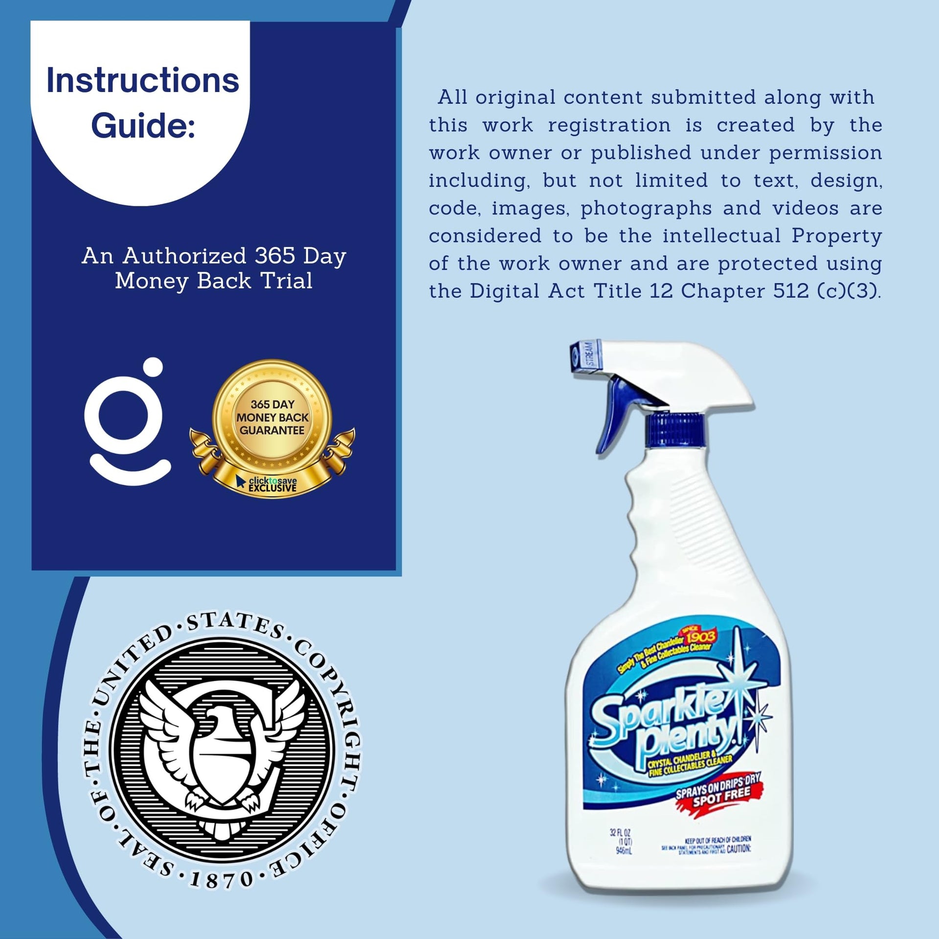 Sparkle Plenty Chandelier Cleaner Drip Dry Spray No Wipe (64 Fl Oz)