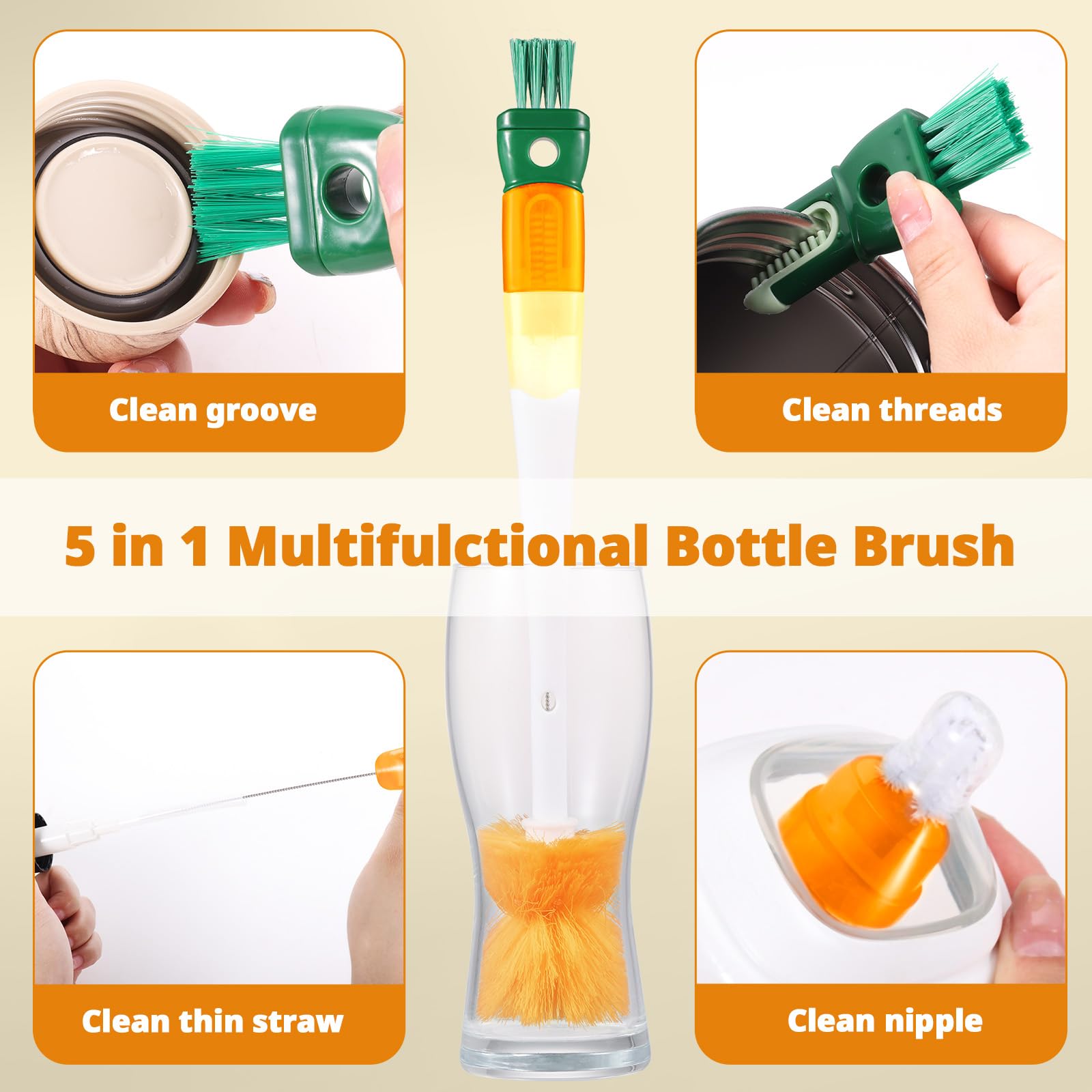 5 Pack Bottle Brush Cleaning Set (5 Count)