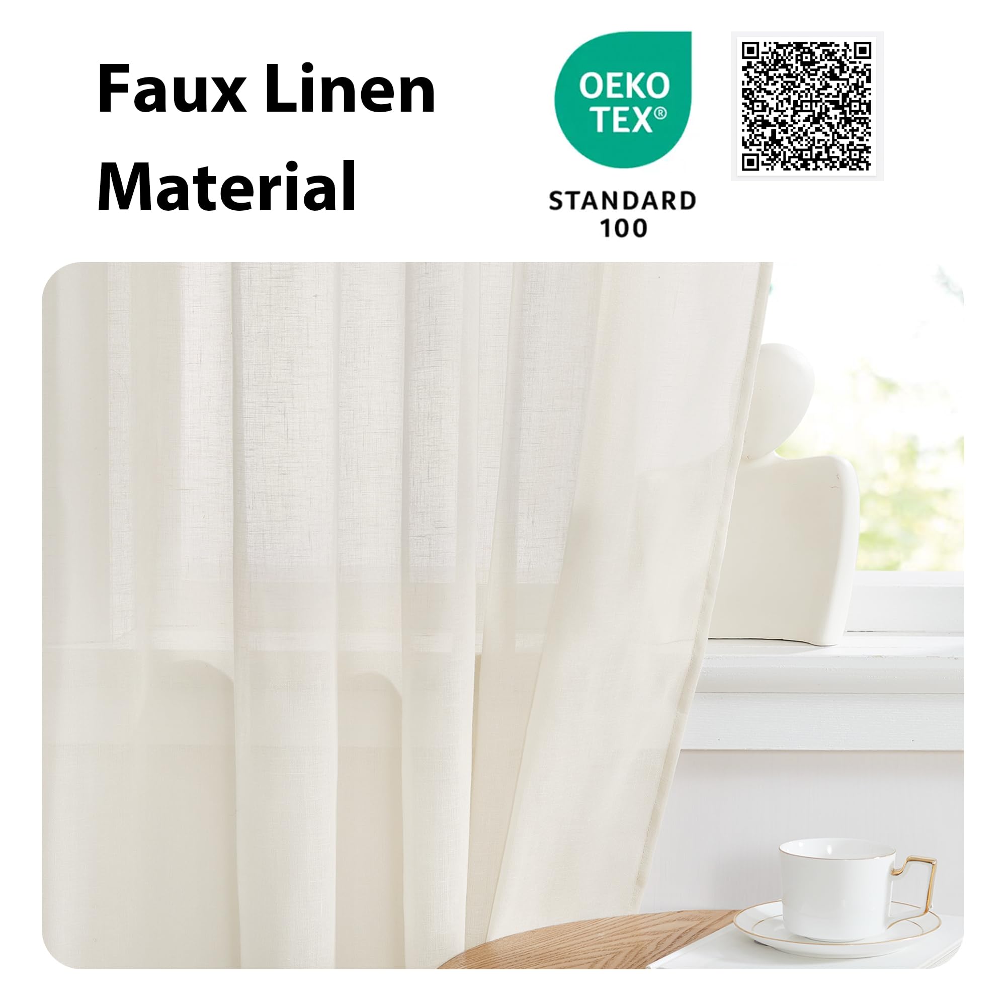 Side Light Door Curtains 40 inch Length for Front Kitchen Window