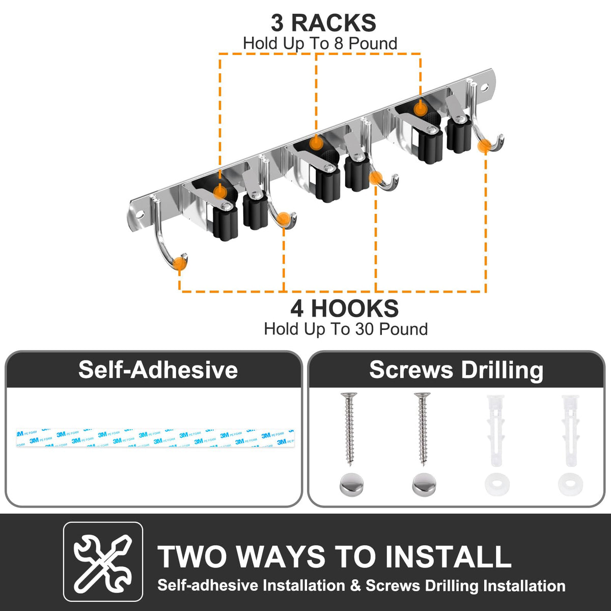 Broom Holder Wall Mount