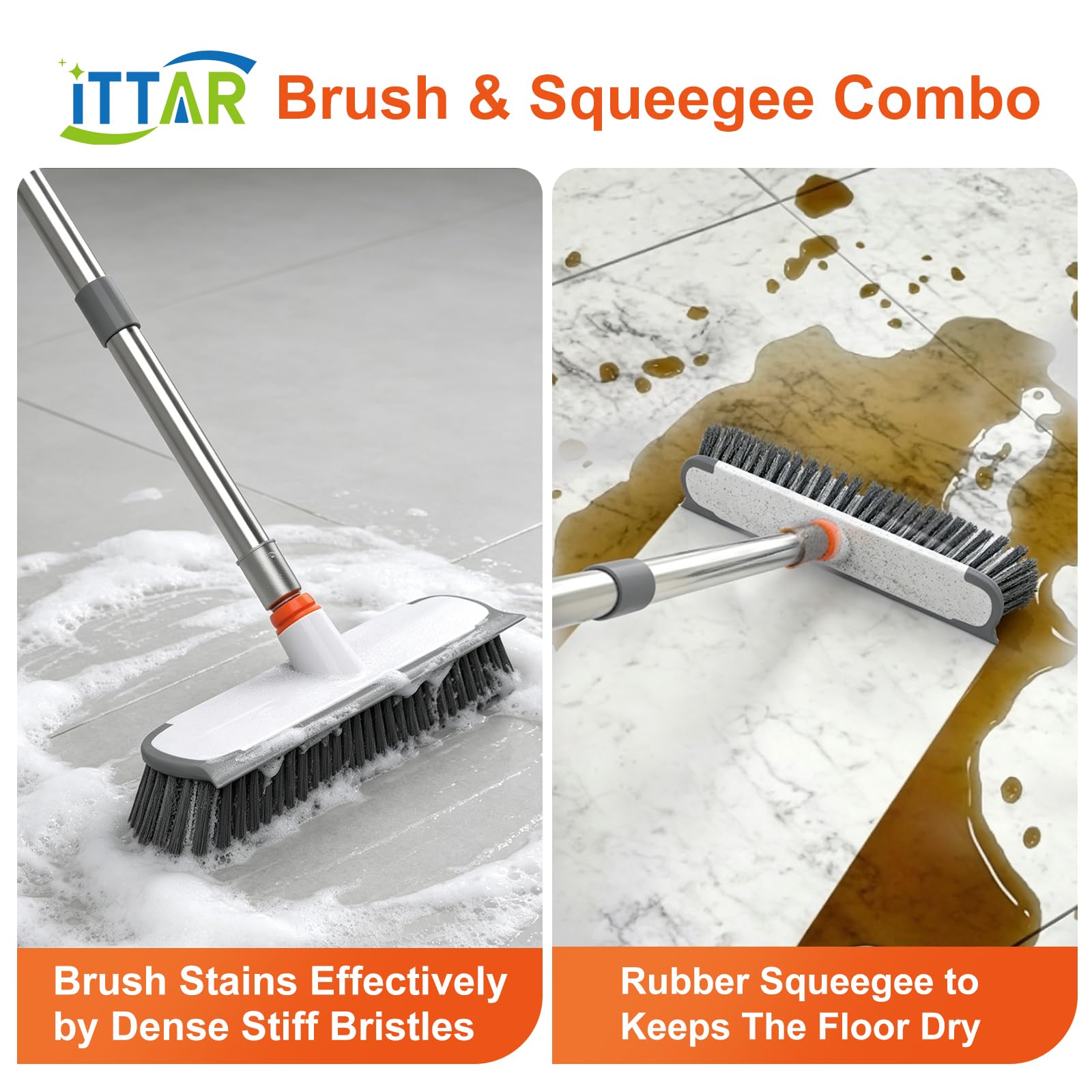 Floor Scrub Brush with Long Handle