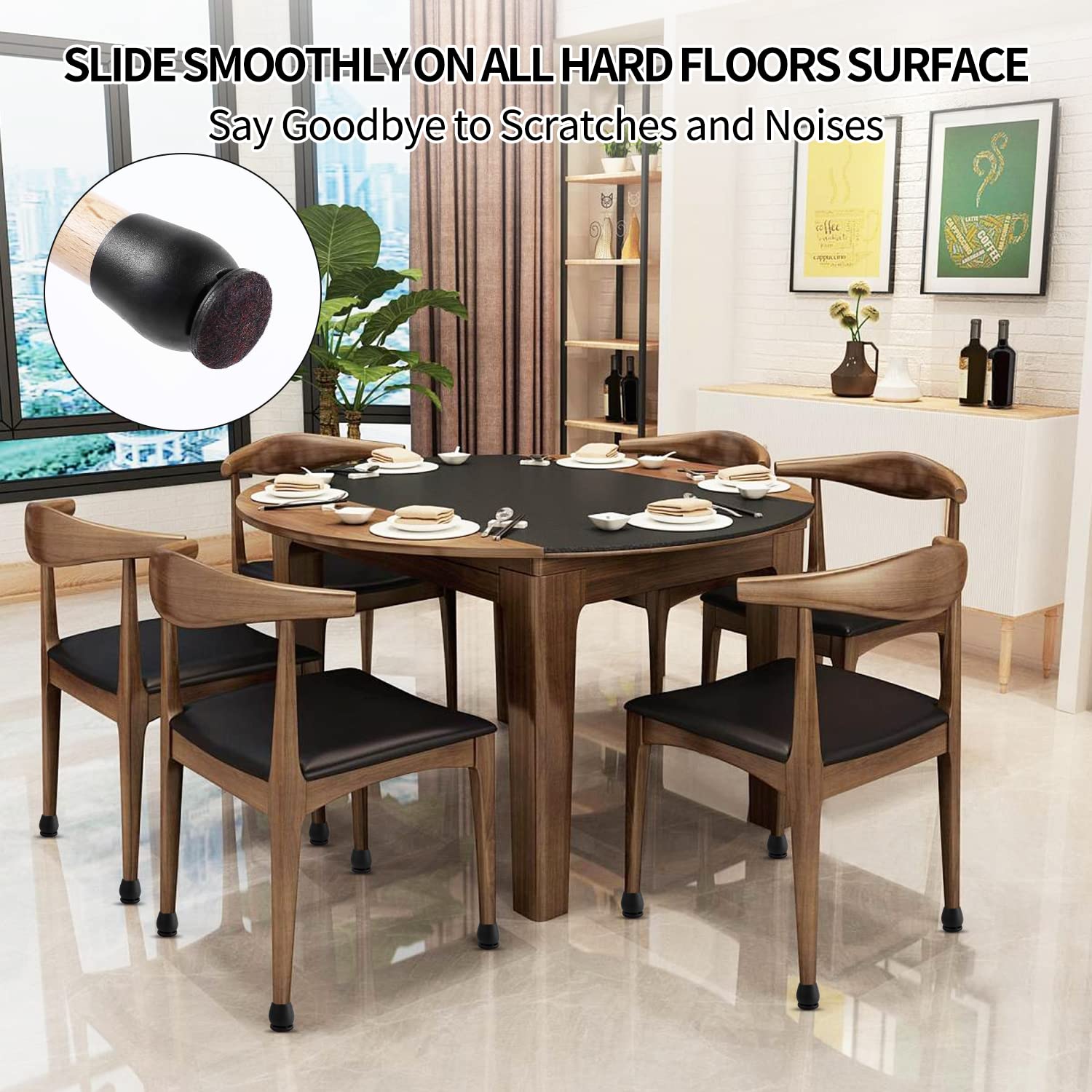 24 Pcs Black Chair Leg Floor Protectors for Hardwood Floors (24 Count)