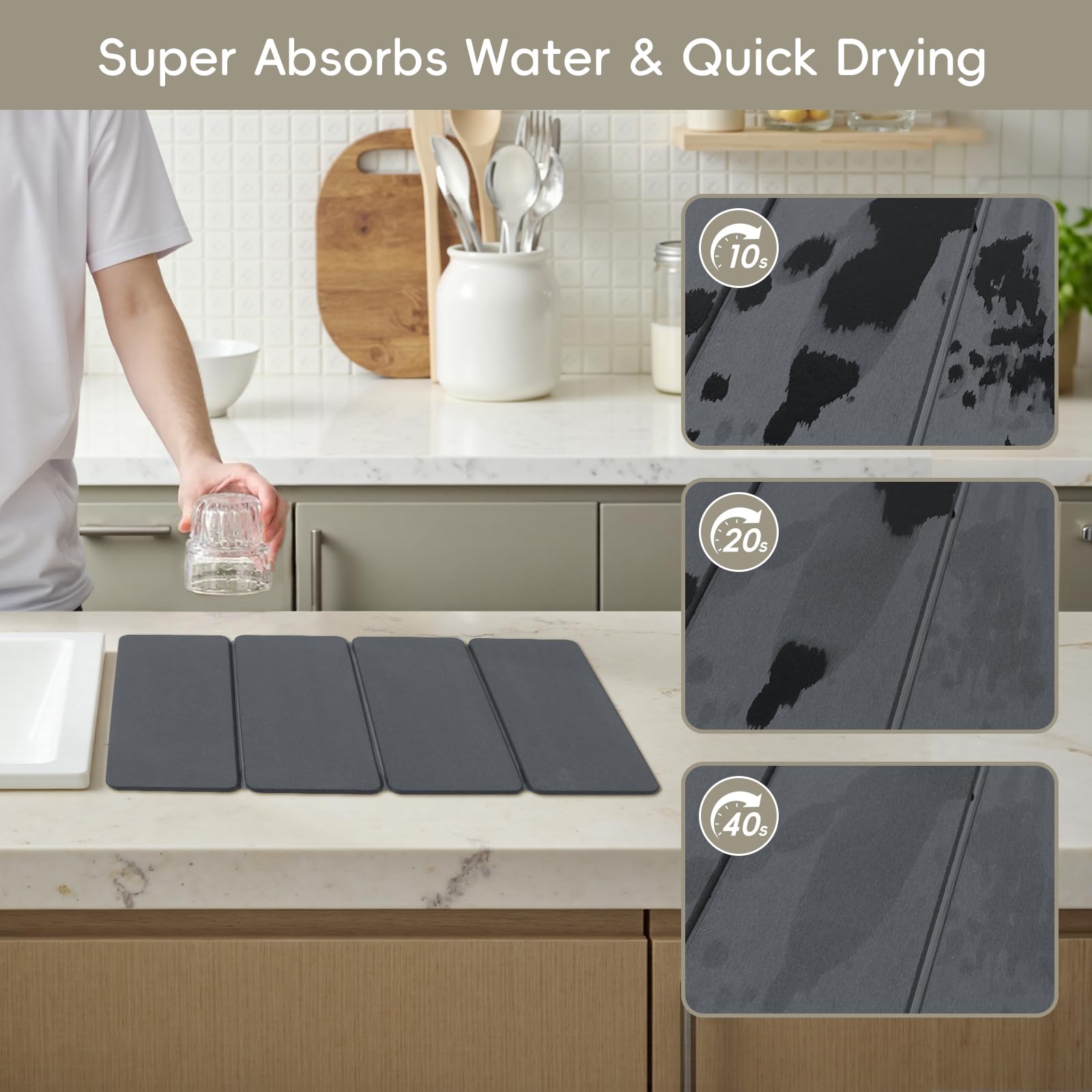 Small Stone Drying Mats for Kitchen Counter