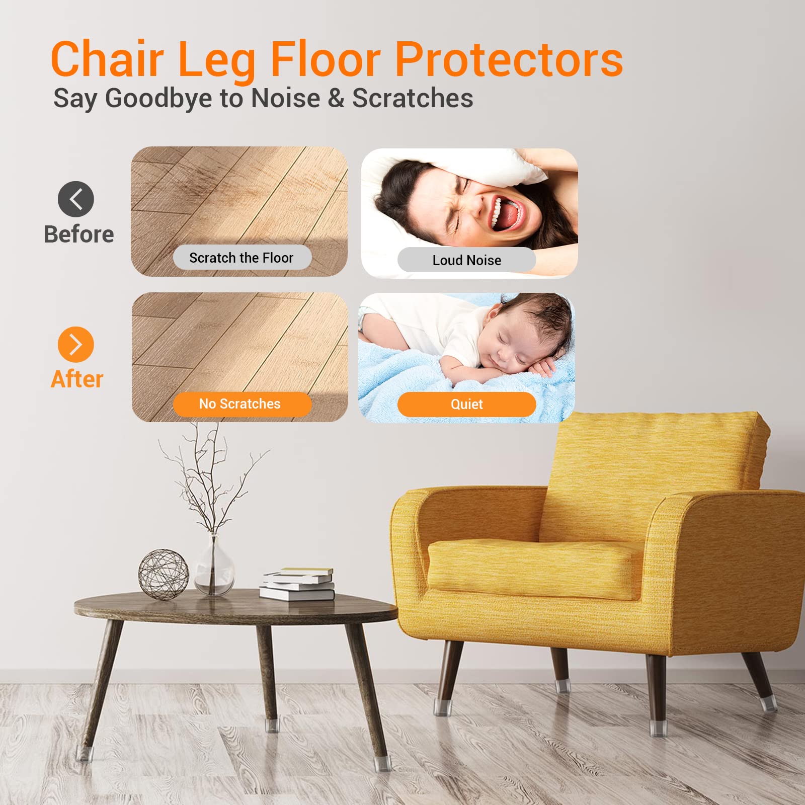 36 Pcs Square Chair Leg Floor Protectors (36 Count)