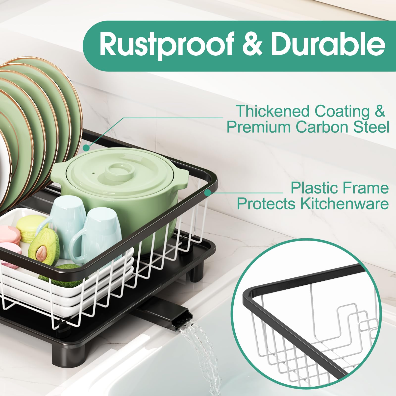 Space Saving Dish Drying Rack for Kitchen Counter