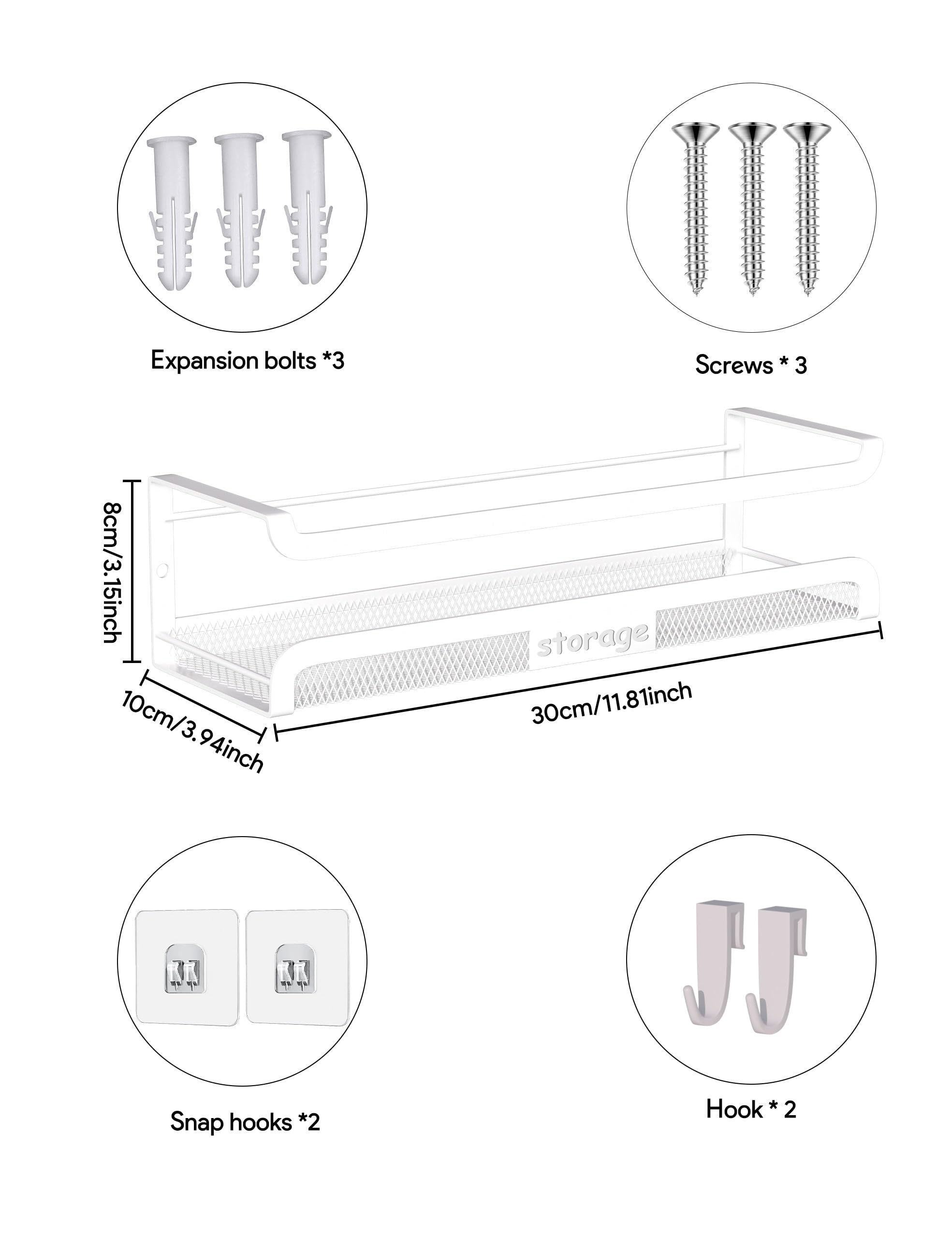 Spice Rack Wall Mount with Hooks (4 Count)