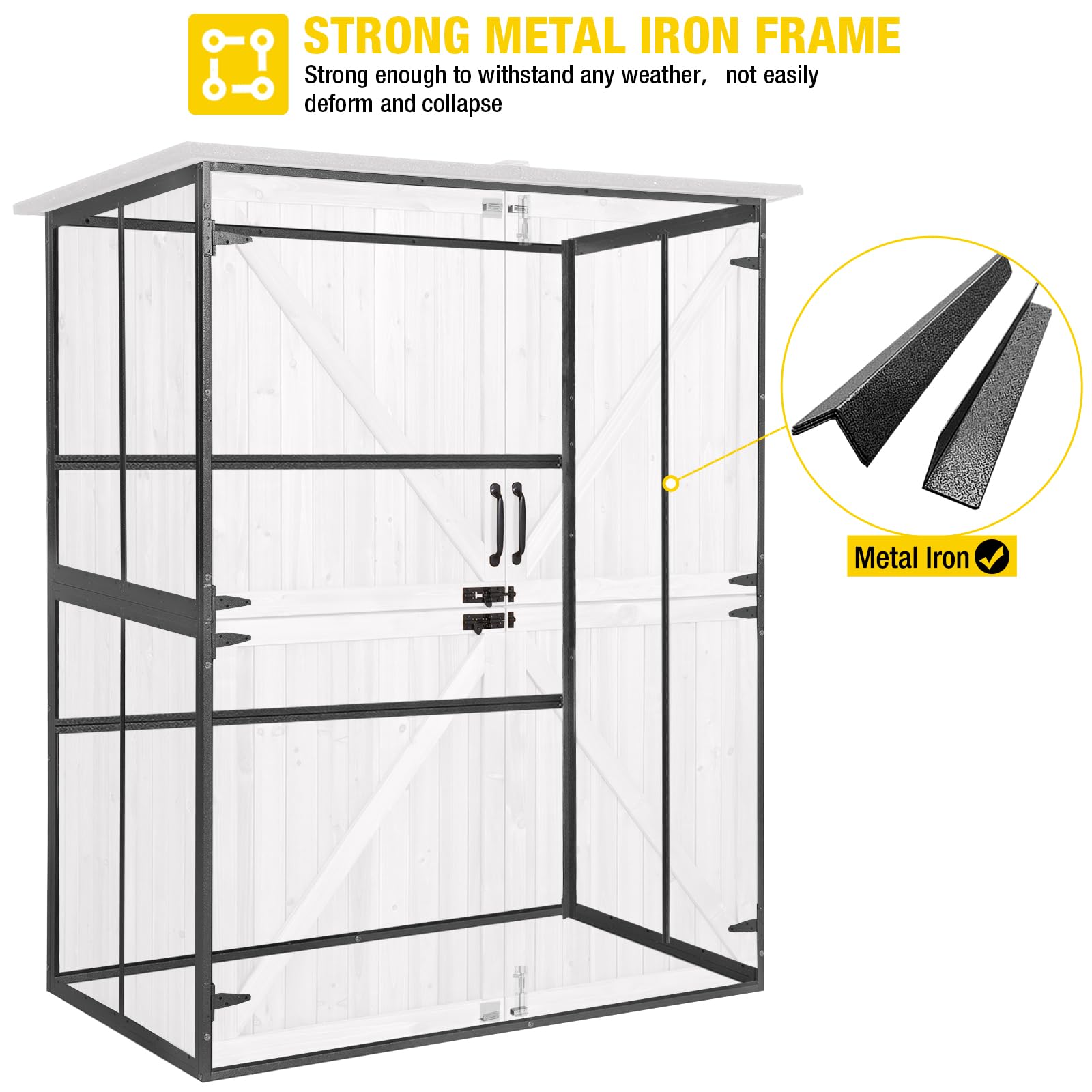 Outdoor Storage Shed Upgraded with Strong Metal Frame Garden Tool Shed Storage House Cabinet with Adjustable Shelfs and Wooden Floor 4.6 x 2.42FT