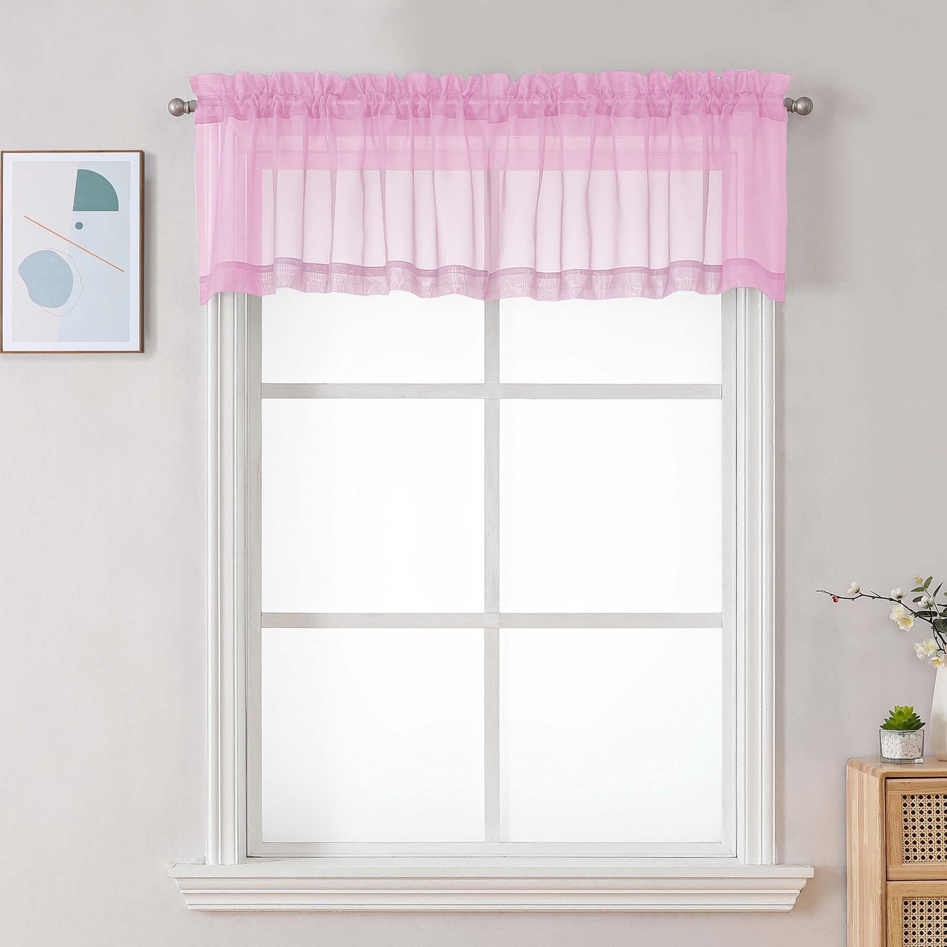 Pink Sheer Valances for Windows (2 Count)