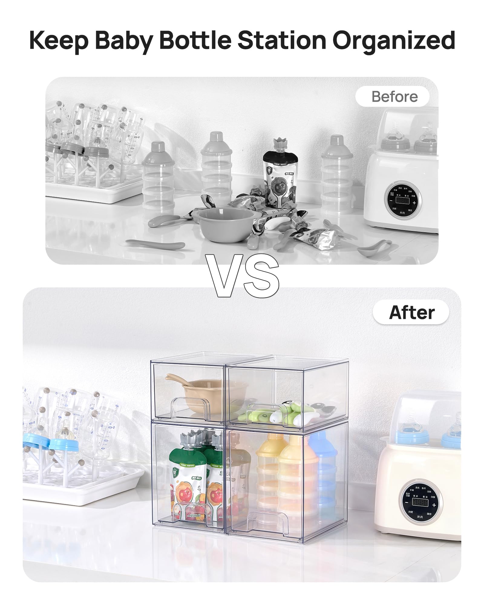 Clear Stackable Storage Drawers Set of 8 (8 Count)