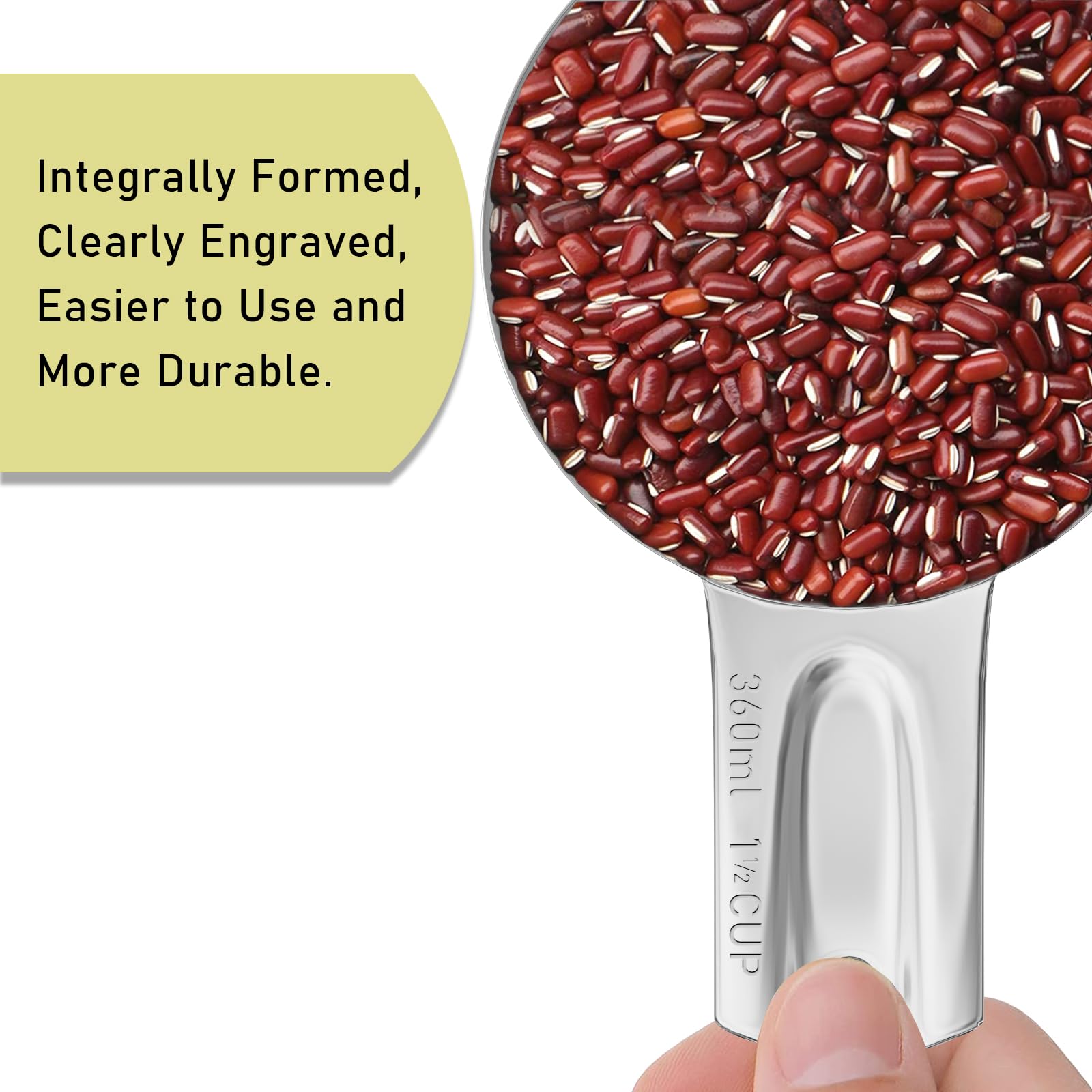 2PCS 1-1/2CUP(360ml) Measuring Cup, 18/8 Stainless Steel Measure Scoop (2 Count)