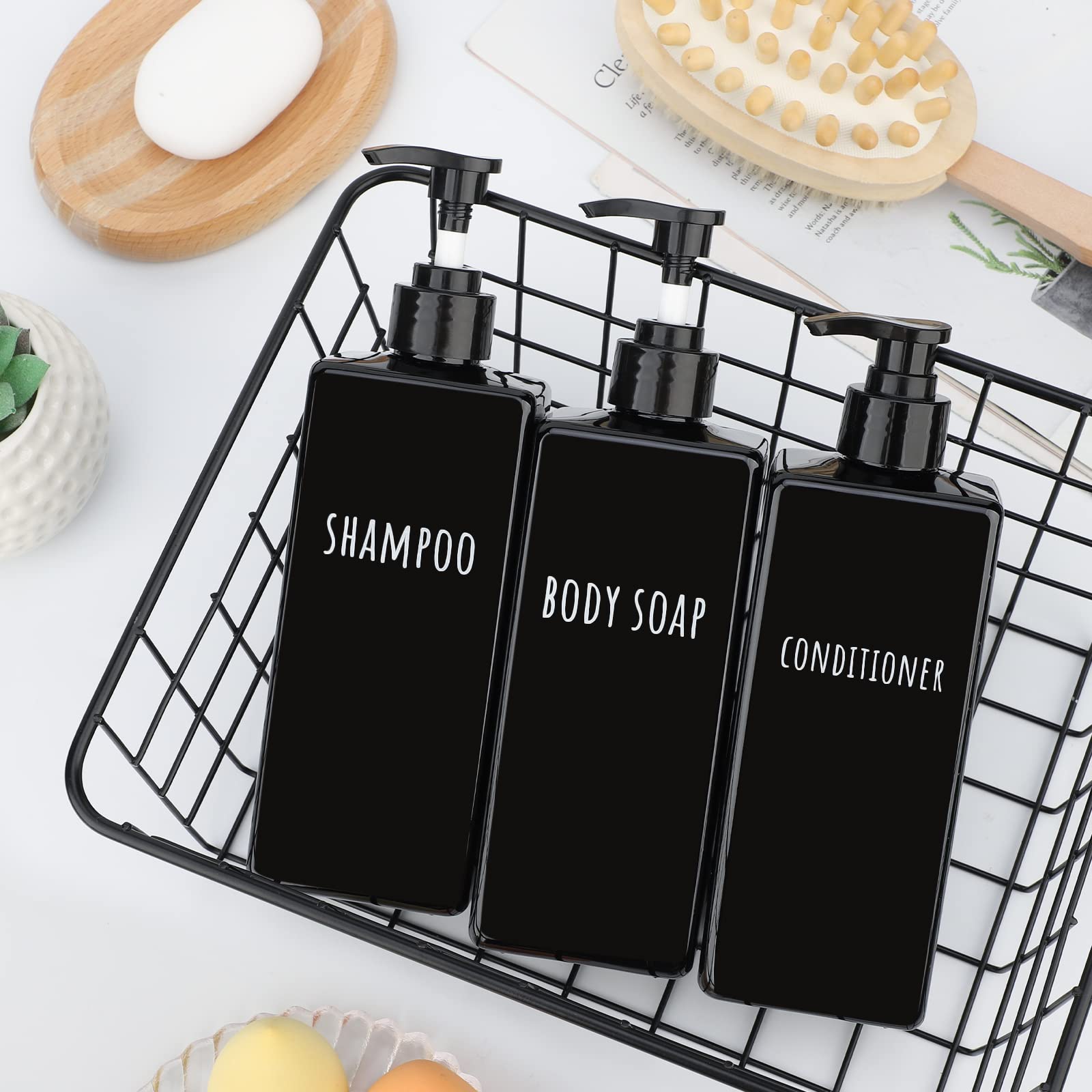 Plastic Square Soap Dispenser Black (3 Count)