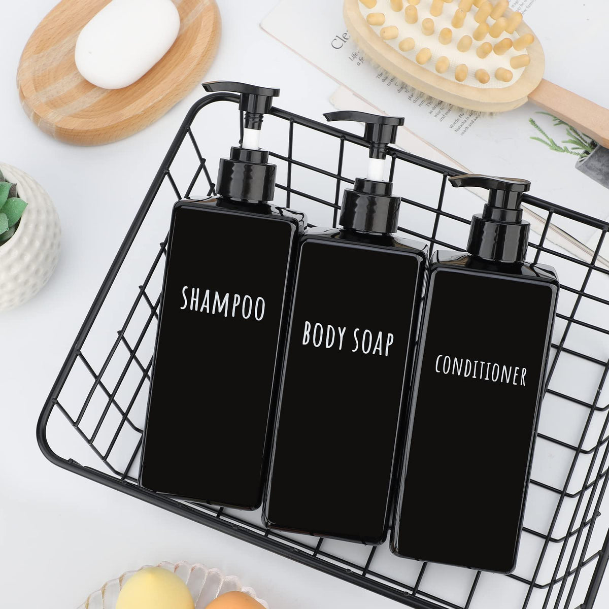 Plastic Square Soap Dispenser Black (3 Count)