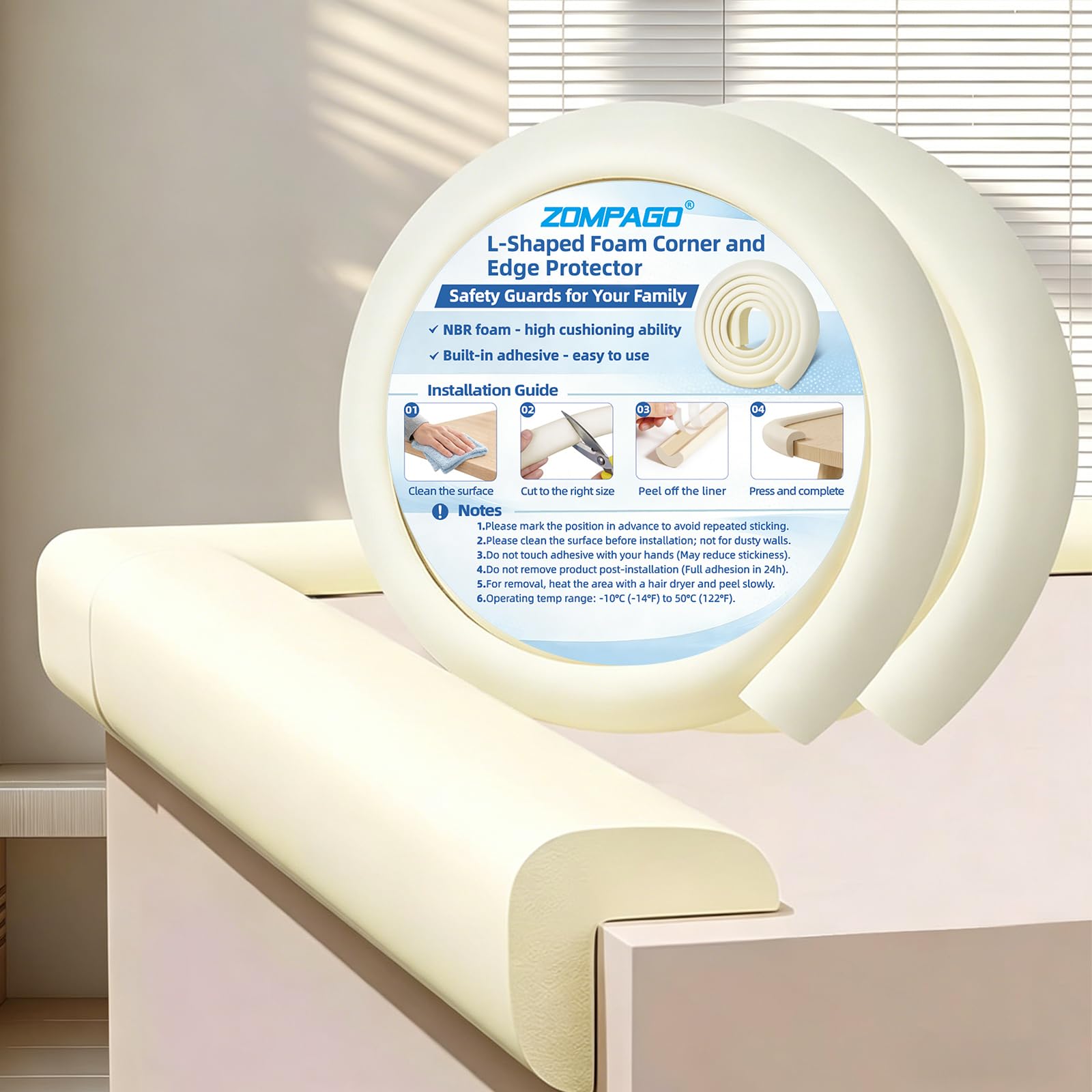 Foam Baby Edge Protector Strip Furniture Safety 2 Roll (2 Count)