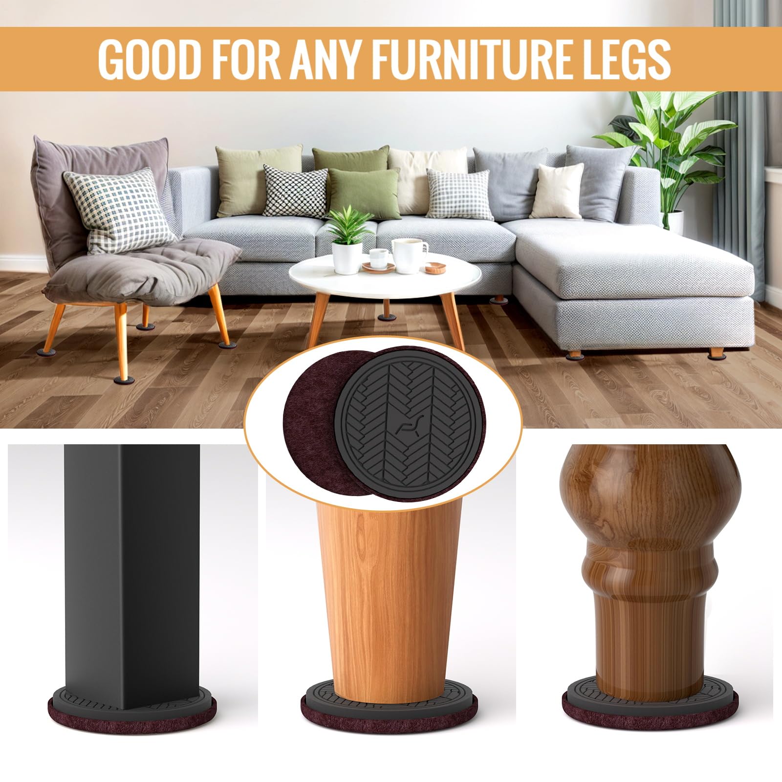 Felt Furniture Sliders for Hardwood Floors (16 Count)