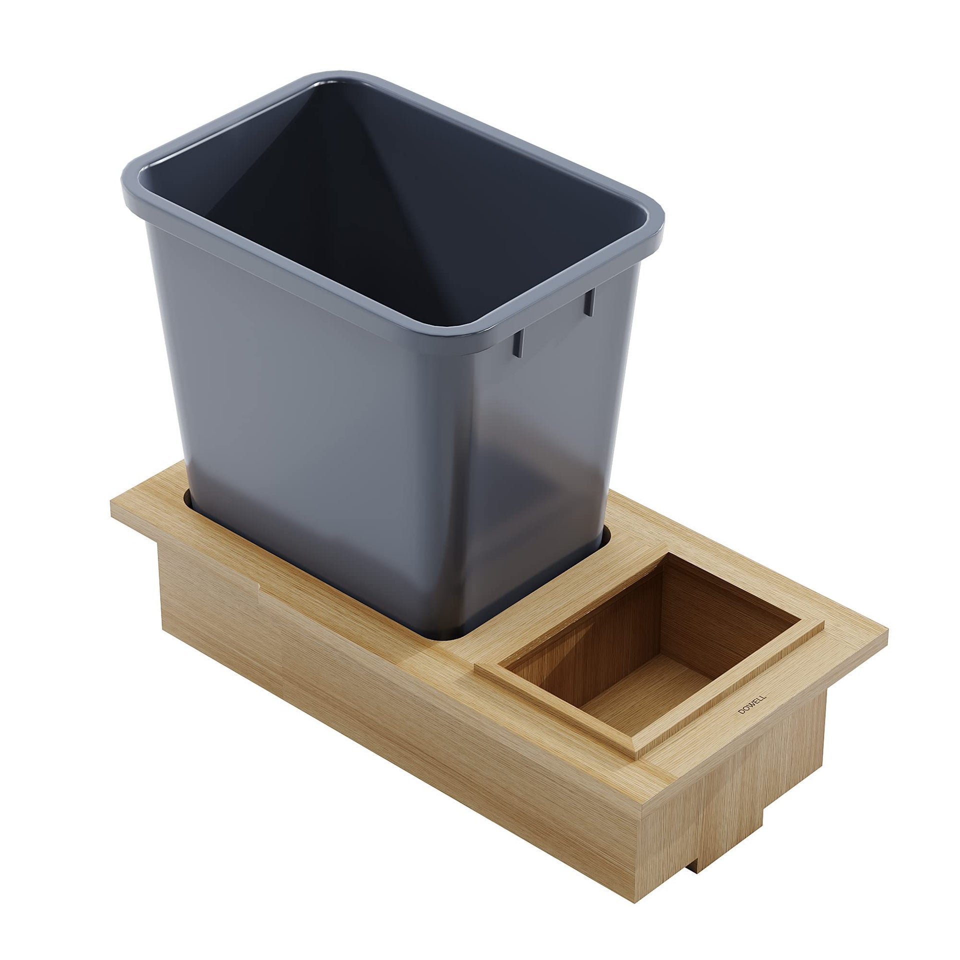 Dowell B15 Wood Base Wastebasket Pullout with 20Qt Plastic Bin