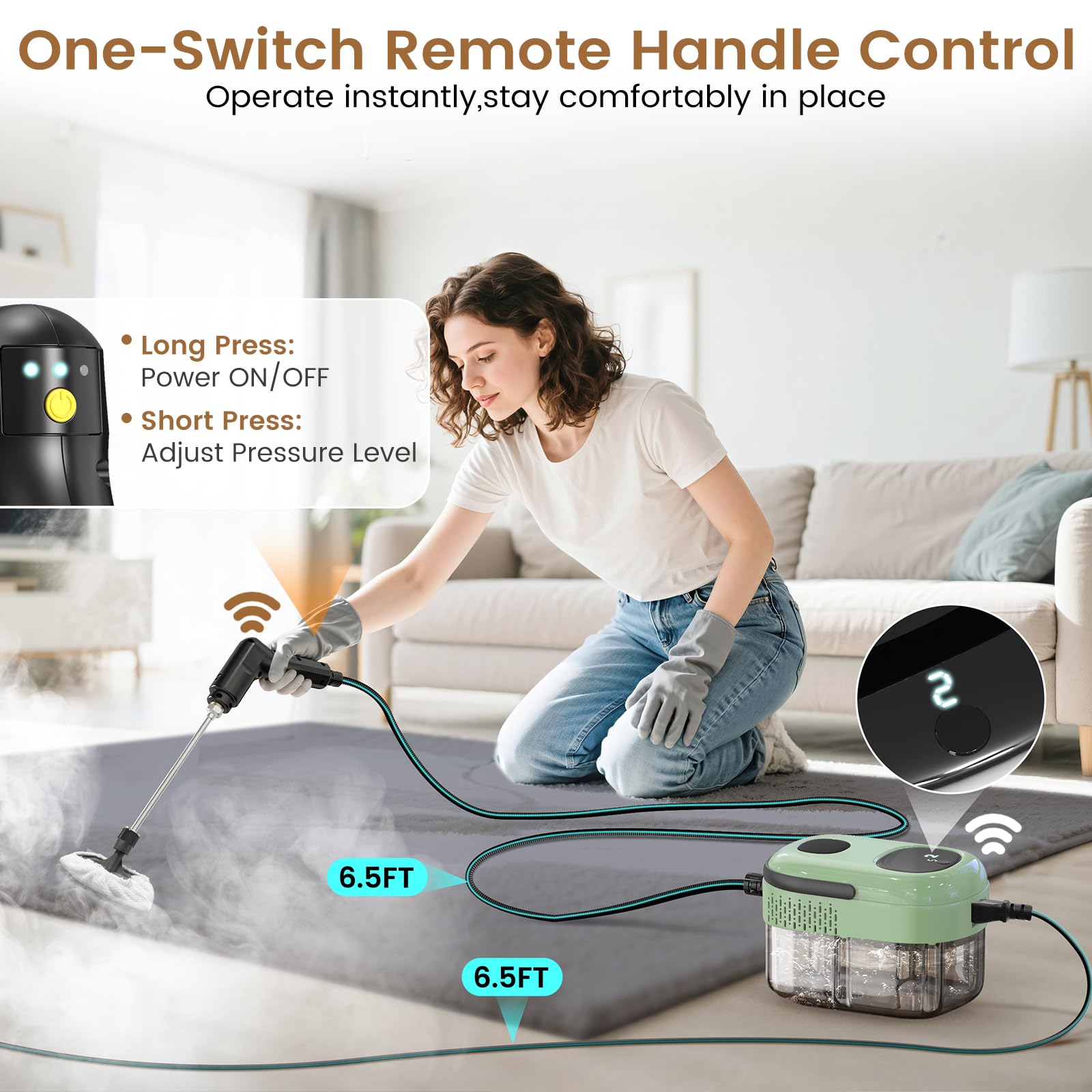 2500W Handheld Steam Cleaner for Home with 16 Accessories (21 Count)