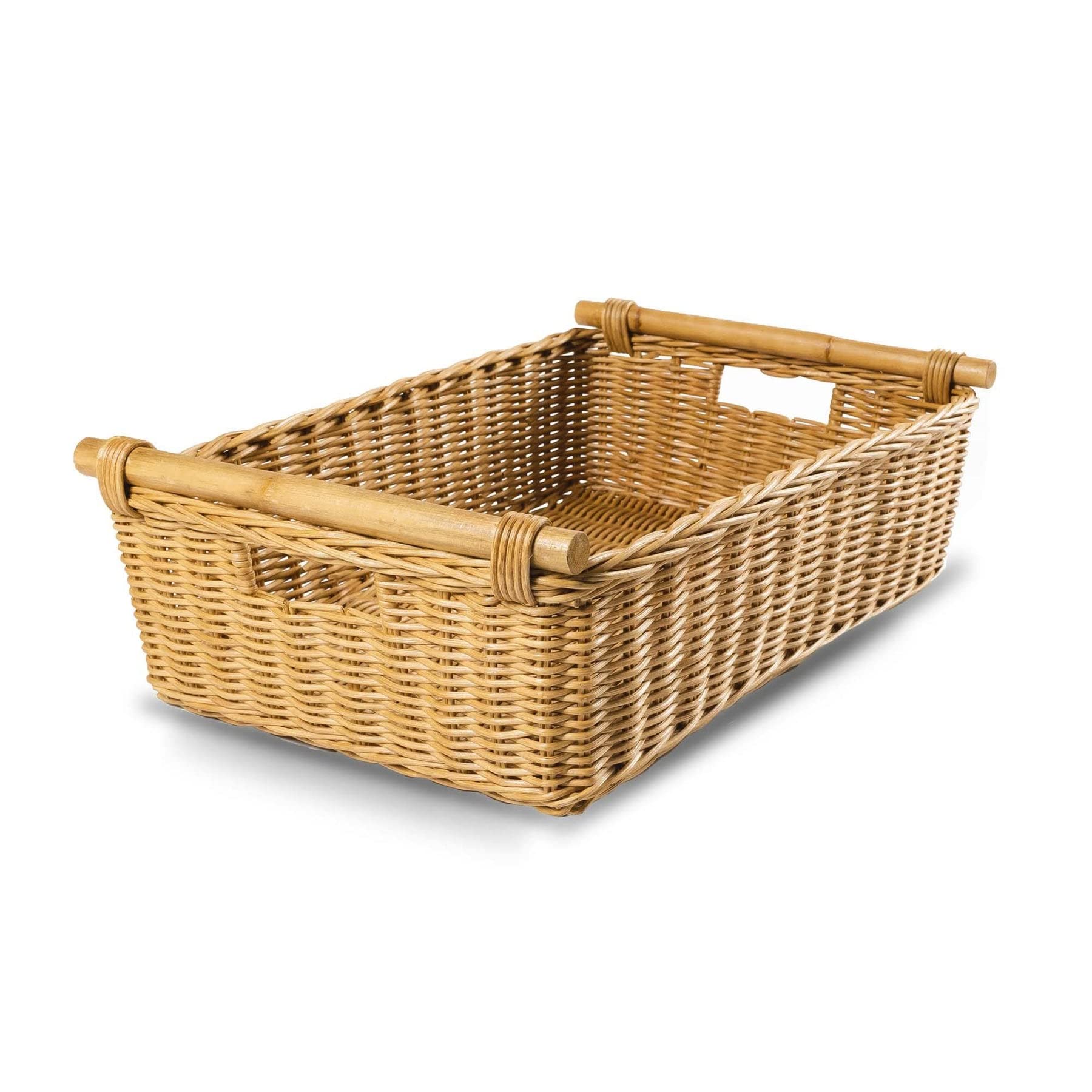 Low Pole Handle Wicker Storage Basket