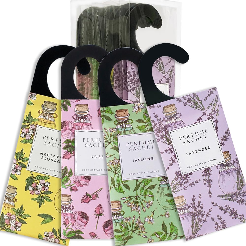 Large 12 Packs Closet Deodorizer Freshener Closet Air Freshener Home Scented Sachets Room Freshener Scents Air Freshener Closet Odor Eliminator 4 Scents Floral (12 Count)