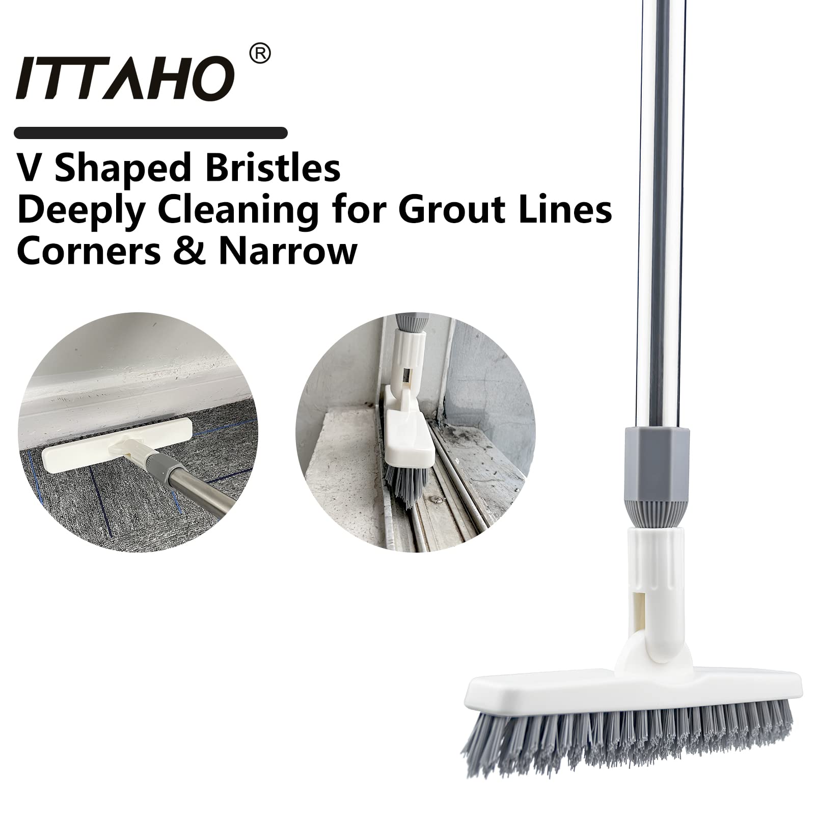 2 Pack Grout Cleaning Brush with Long Handle