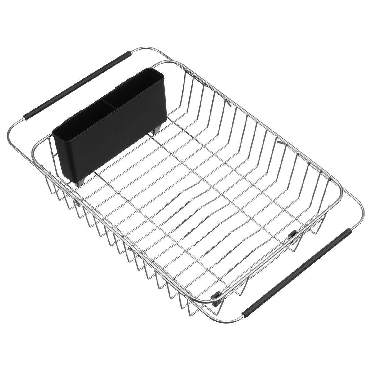Expandable Dish Drying Rack Over the Sink Dish Drainer Dish Rack in Sink or On Counter with Utensil Silverware Storage Holder