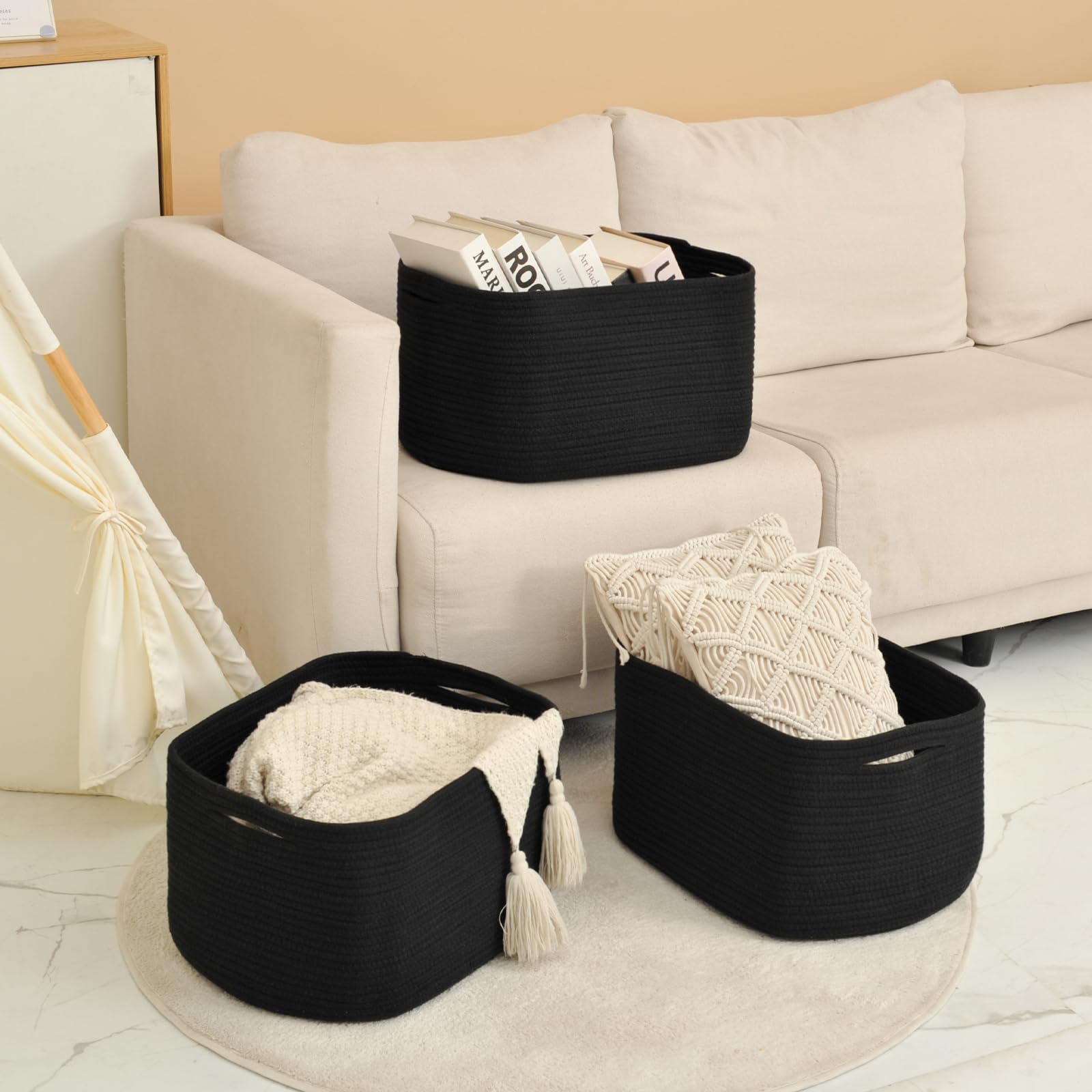 Large Storage Baskets for Organizing Shelves (3 Count)