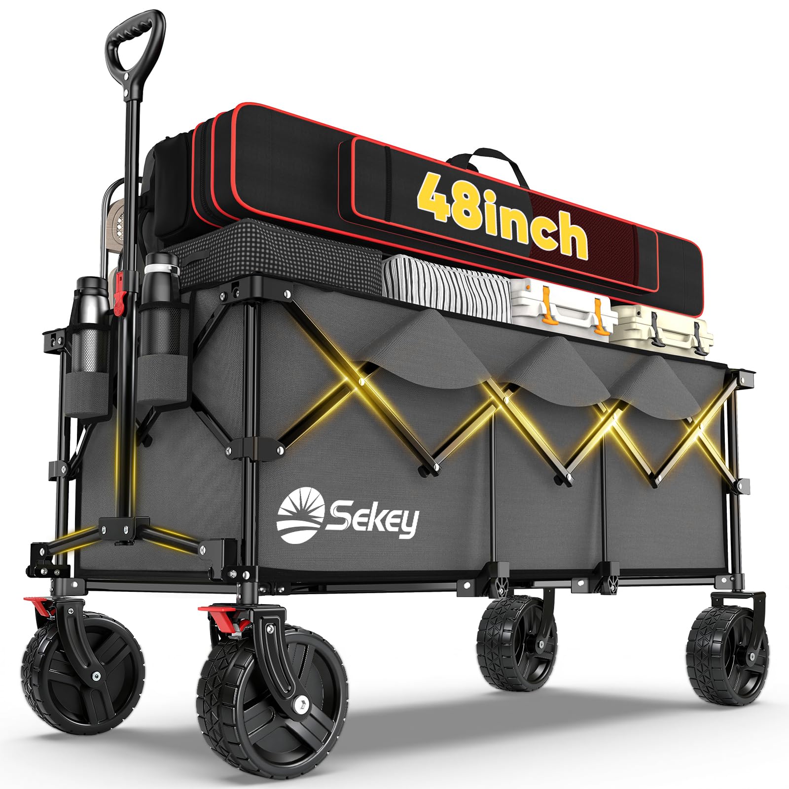 48''L Collapsible Foldable Extended Wagon with 660lbs Weight Capacity