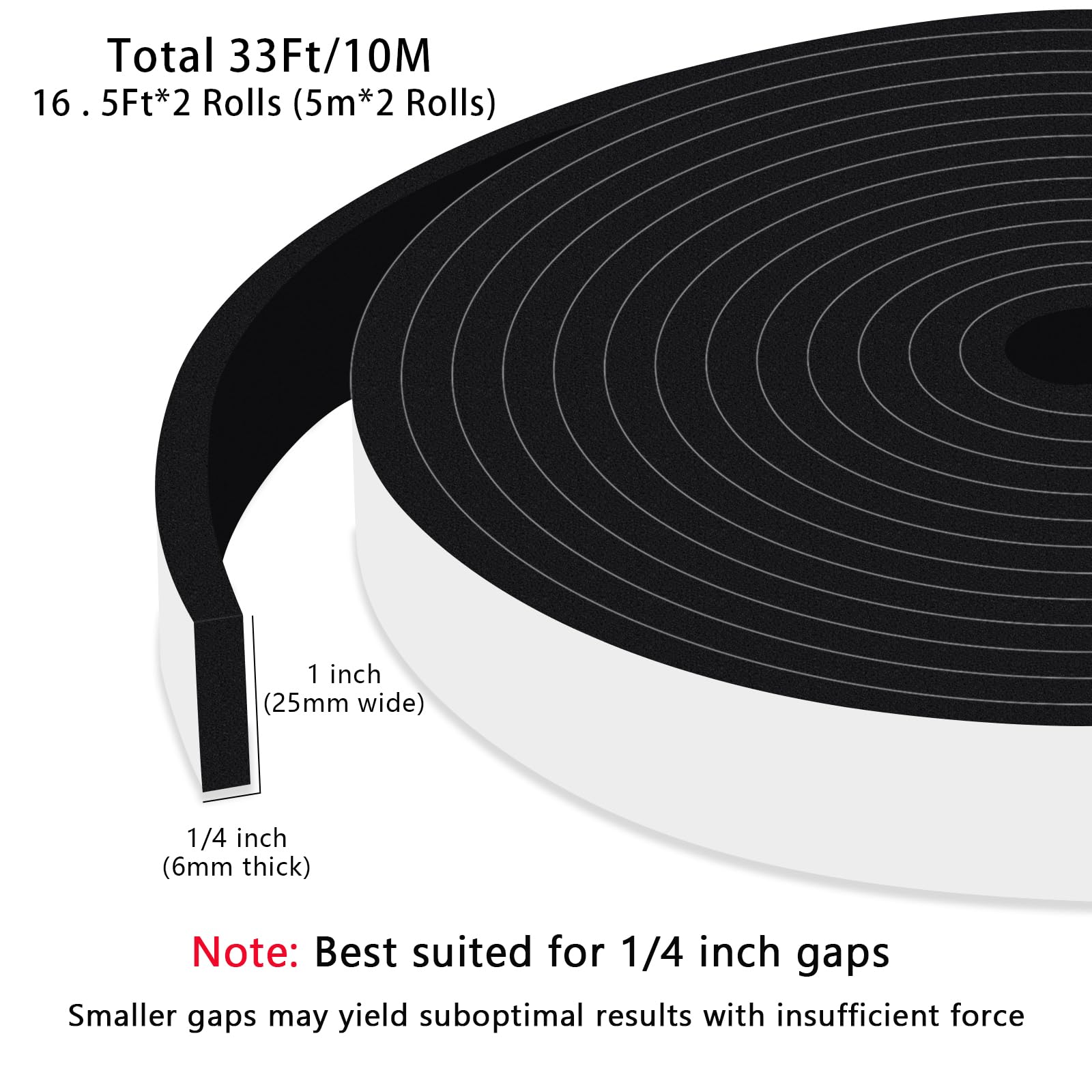 Heavy Duty Foam Seal Tape for Doors (33 Foot)