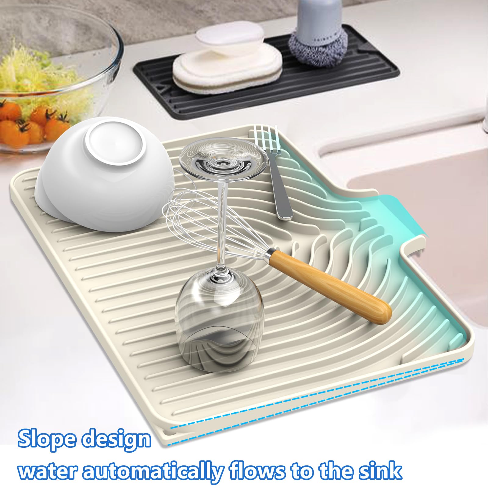 Dish drying mats for kitchen counter