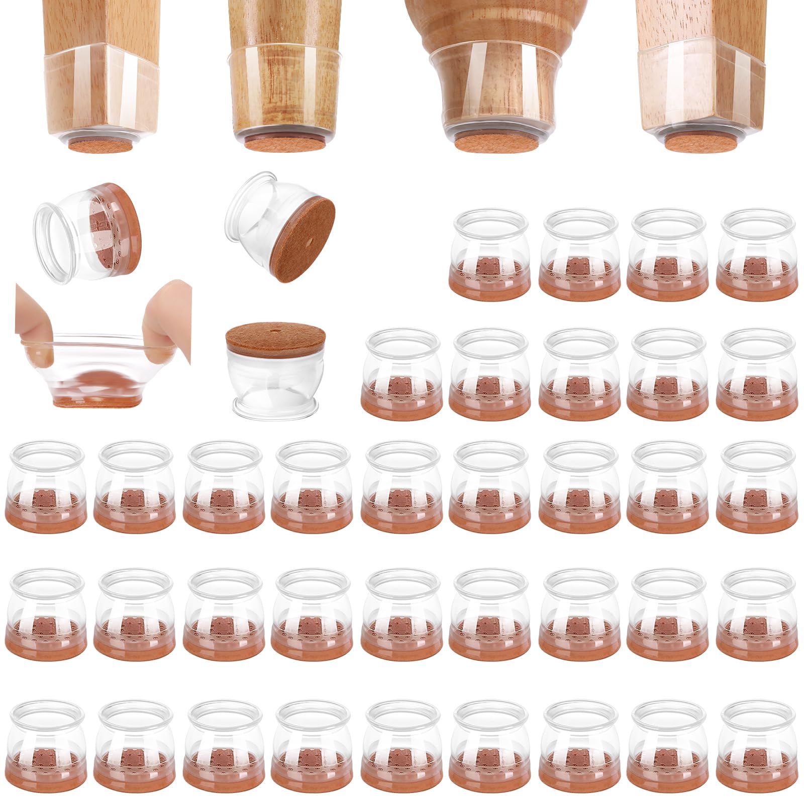 48 Pack Chair Leg Floor Protectors for Hardwood Floors (48 Count)