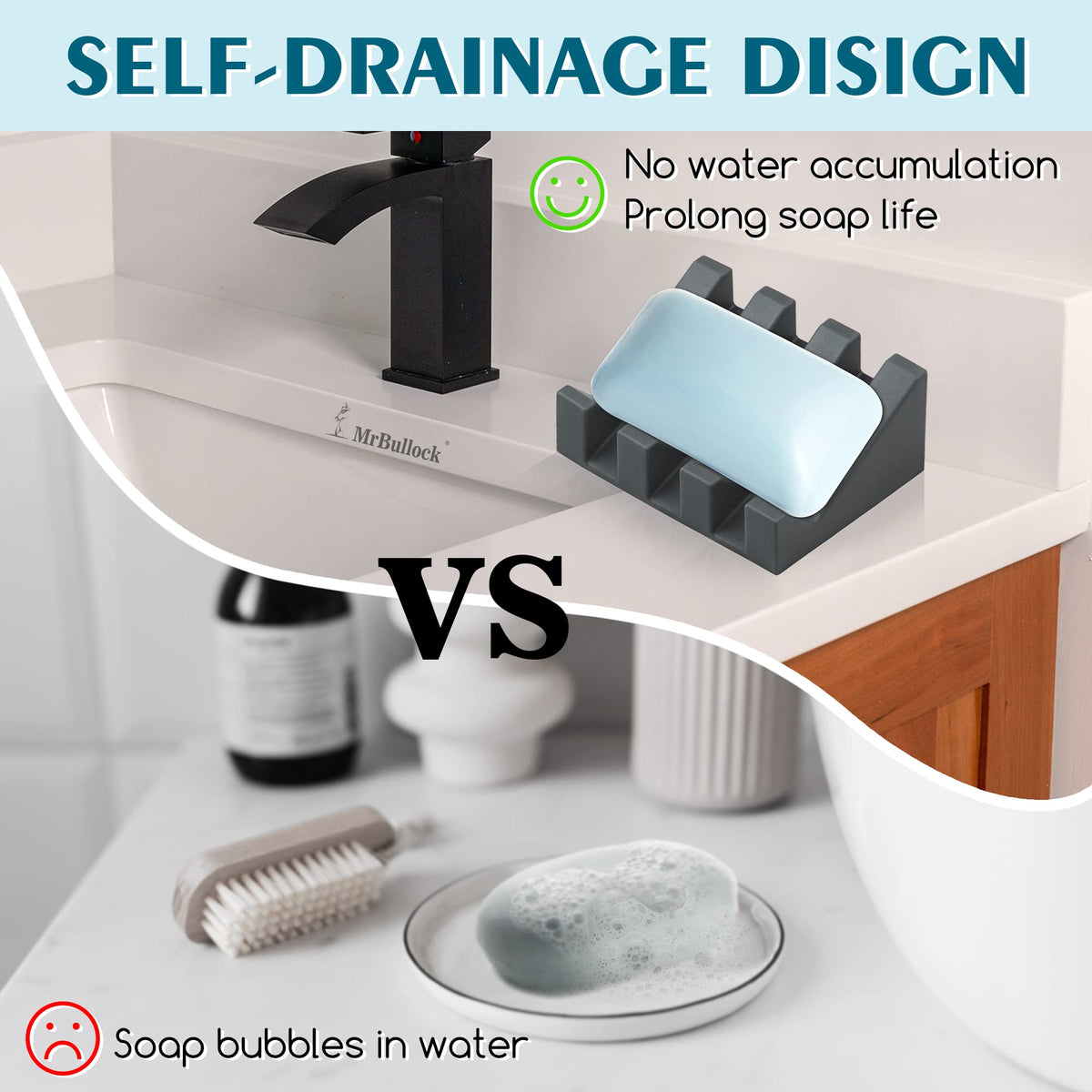 Self Draining Silicone Soap Dish with Suction Cups (2 Count)