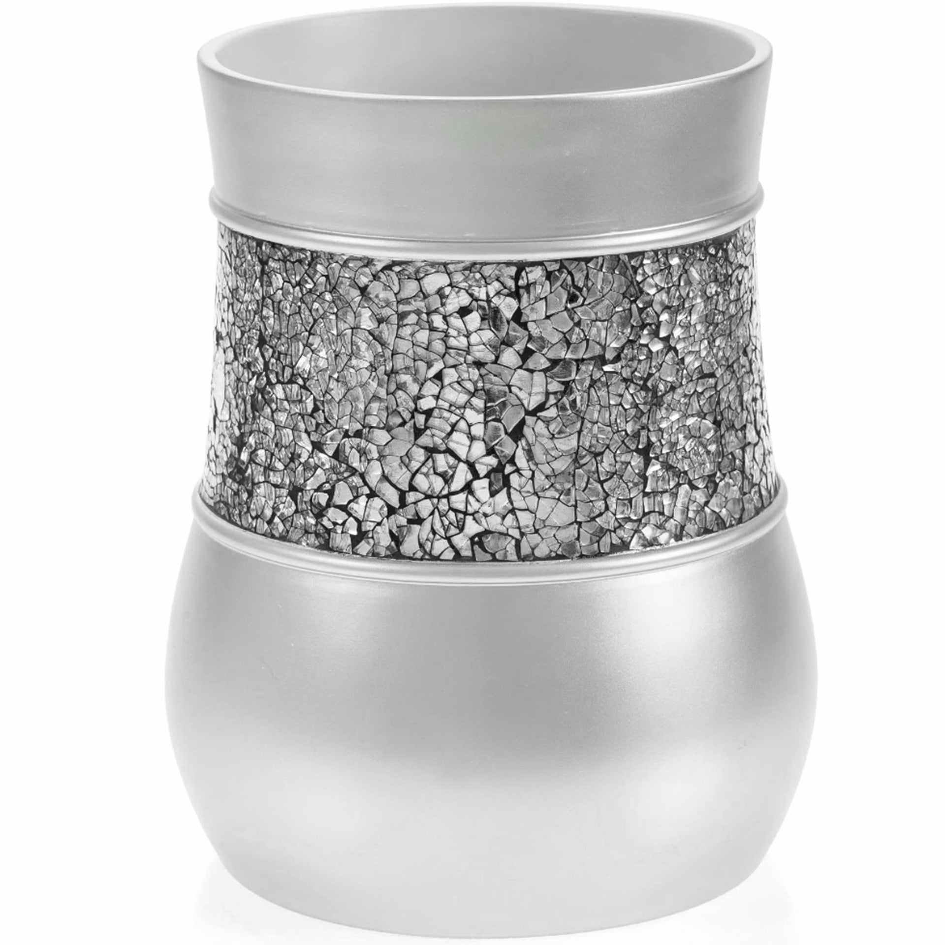 Crackled Glass 6 Pc. Silver Resin Bathroom Accessories Set (6 Count)