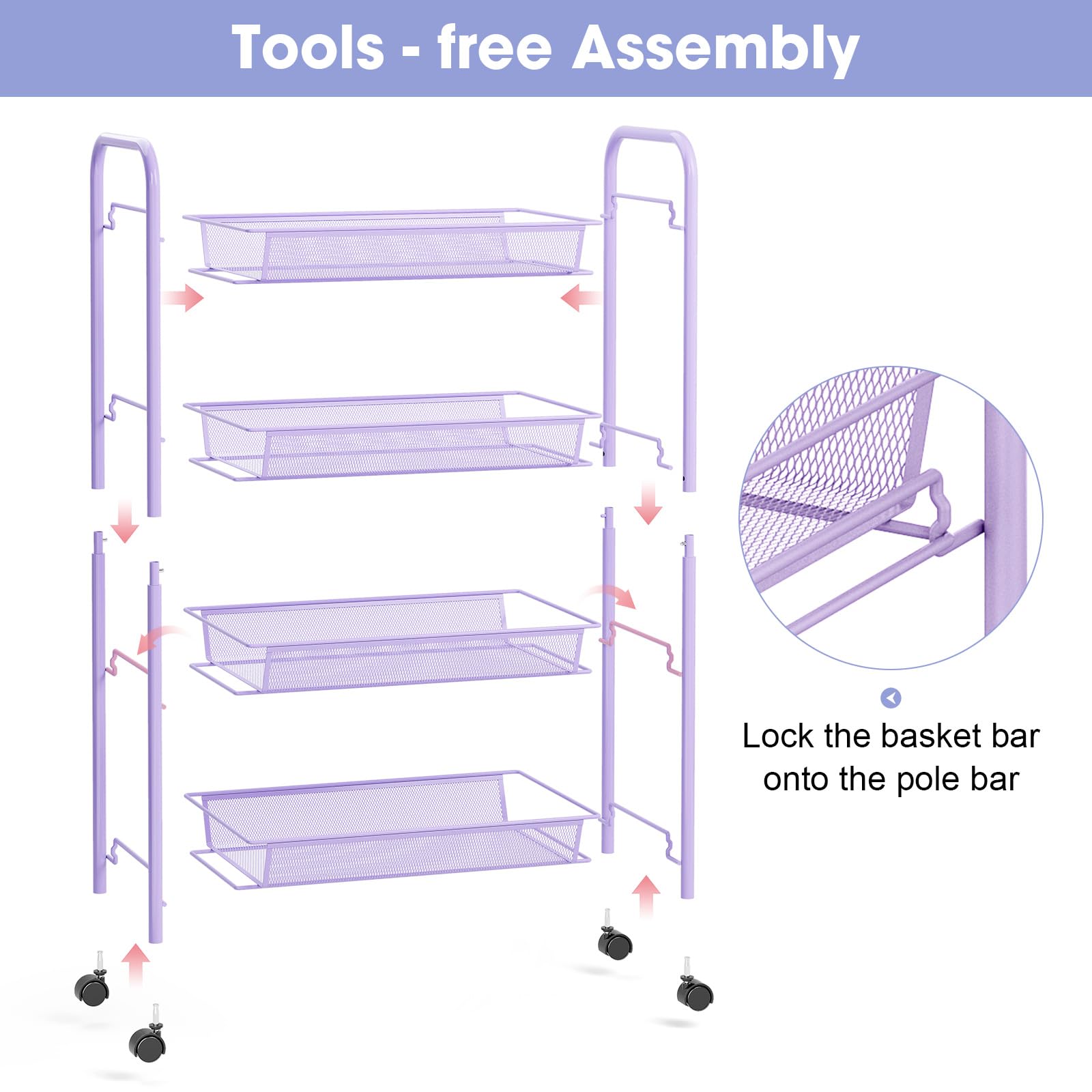 4 Tier Rolling Cart (4 Count)