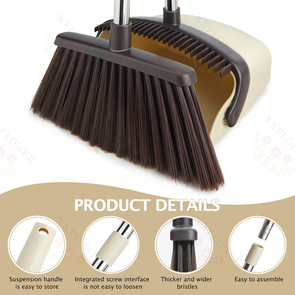 Broom and Dustpan Set with Long Handle