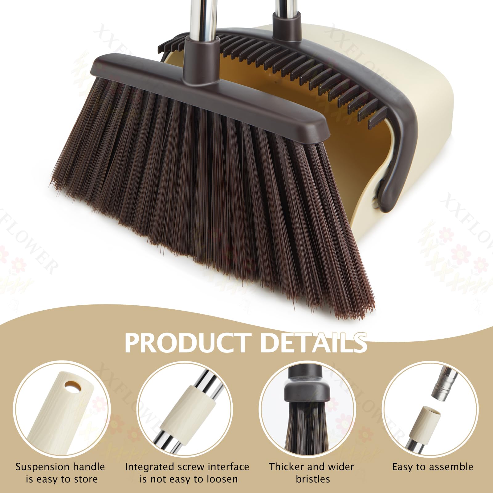 Broom and Dustpan Set with Long Handle