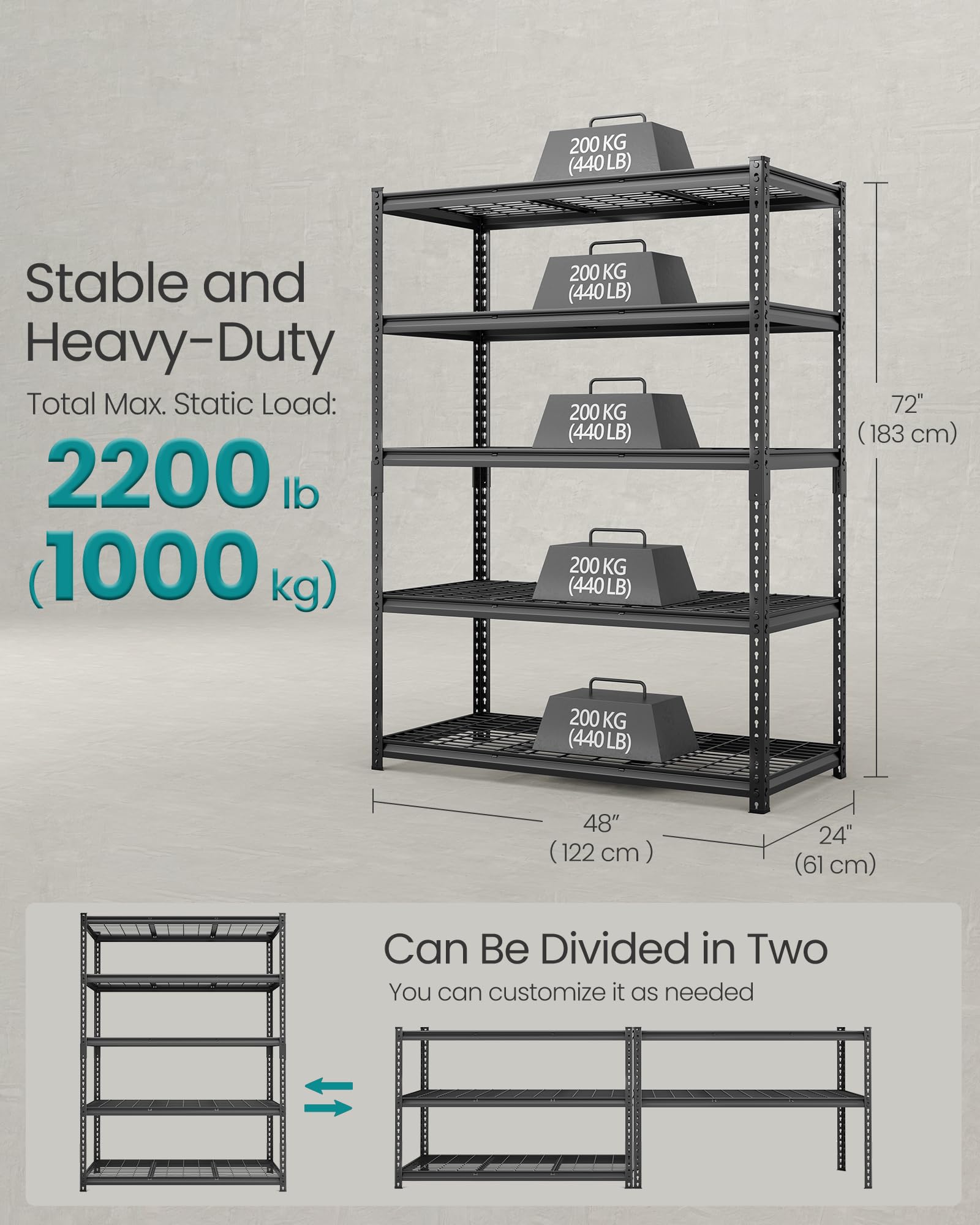 5 Tier Steel Storage Shelves